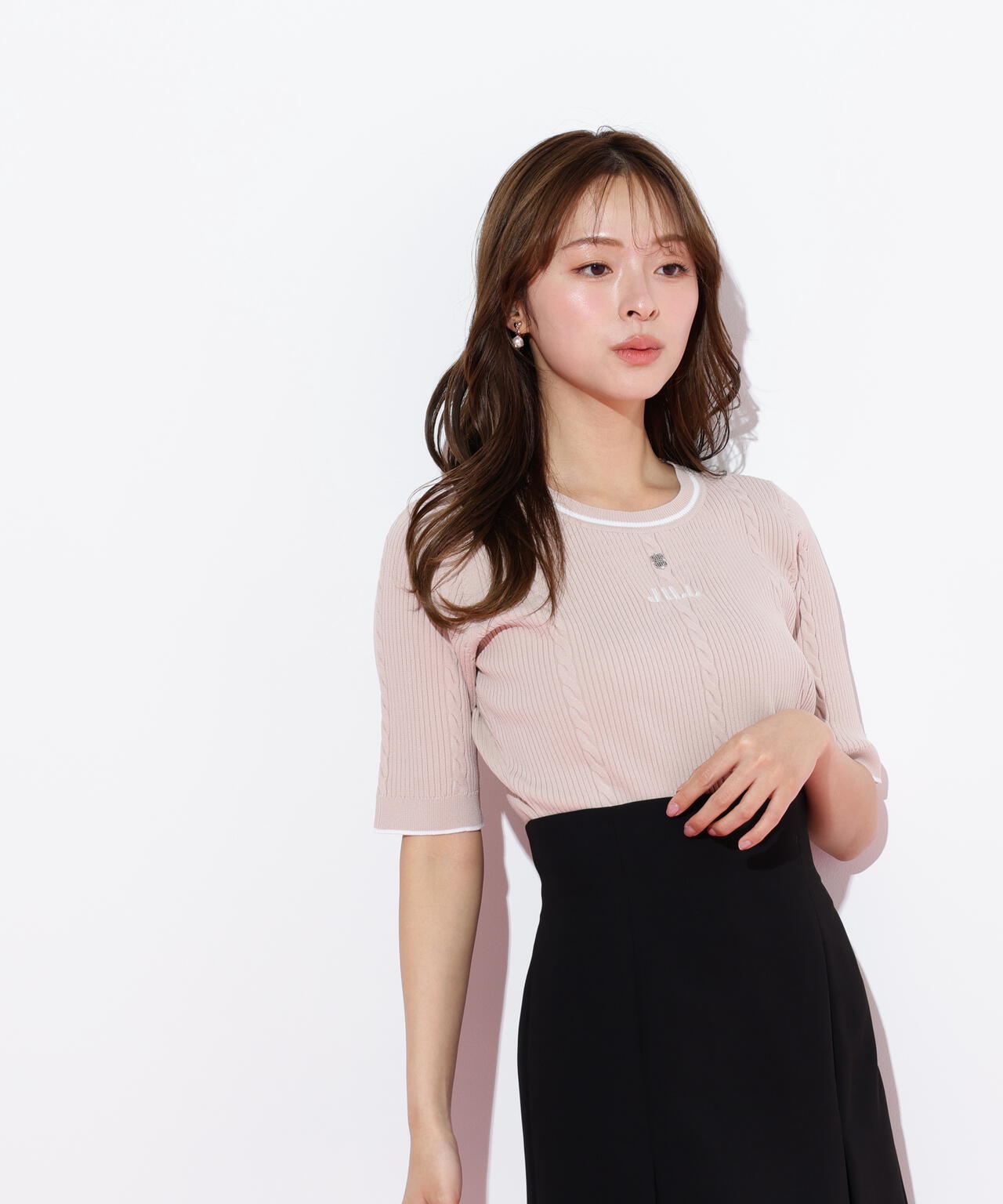 半袖ジャガードニット