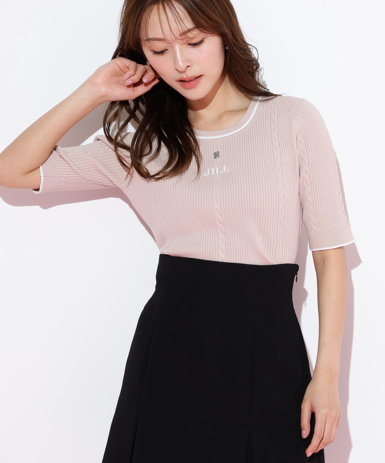 半袖ジャガードニット