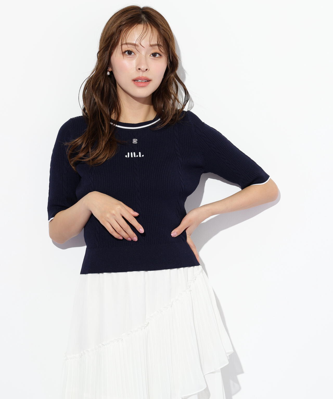 半袖ジャガードニット