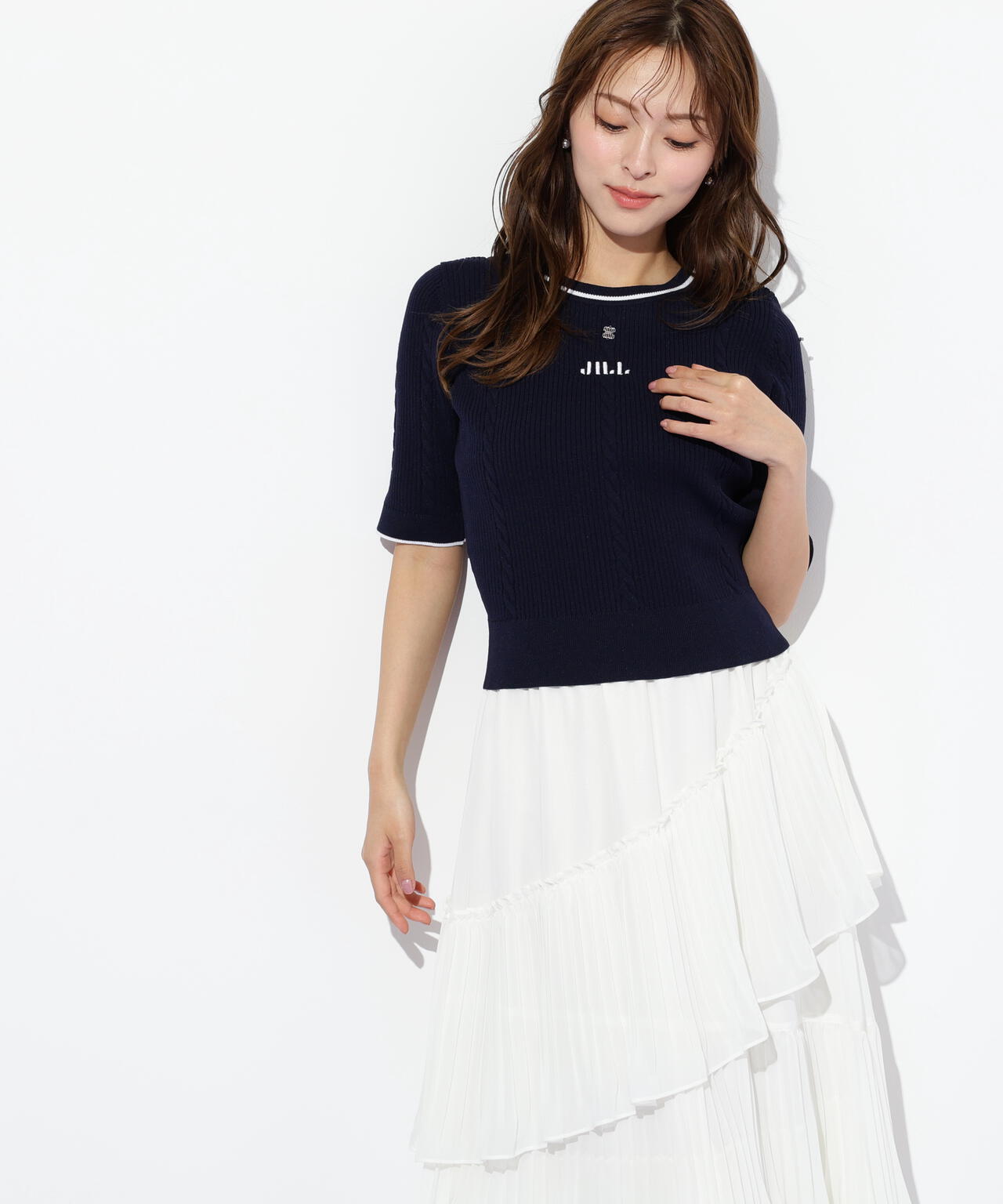 半袖ジャガードニット