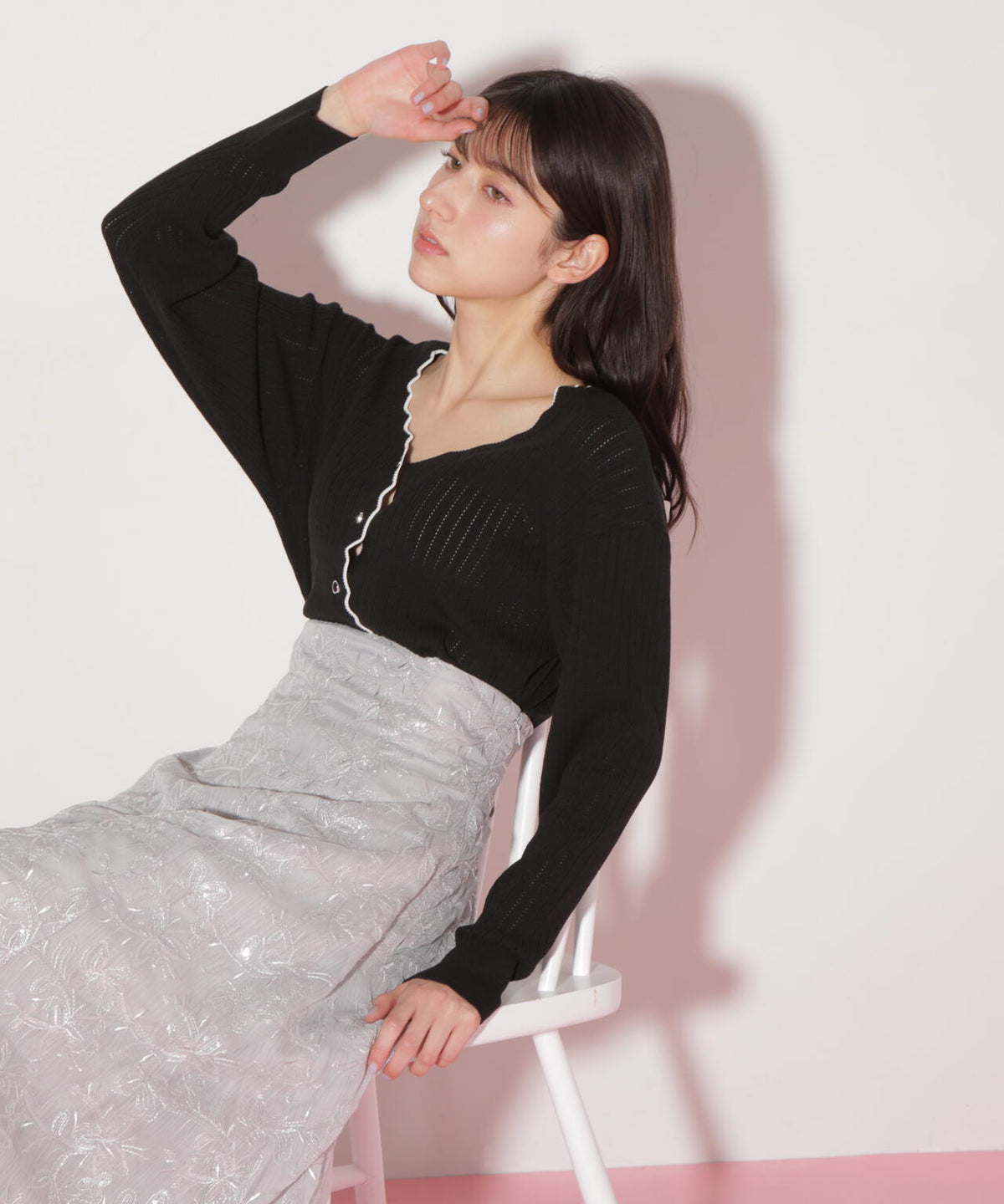 アイレットリブスカラップカーディガン
