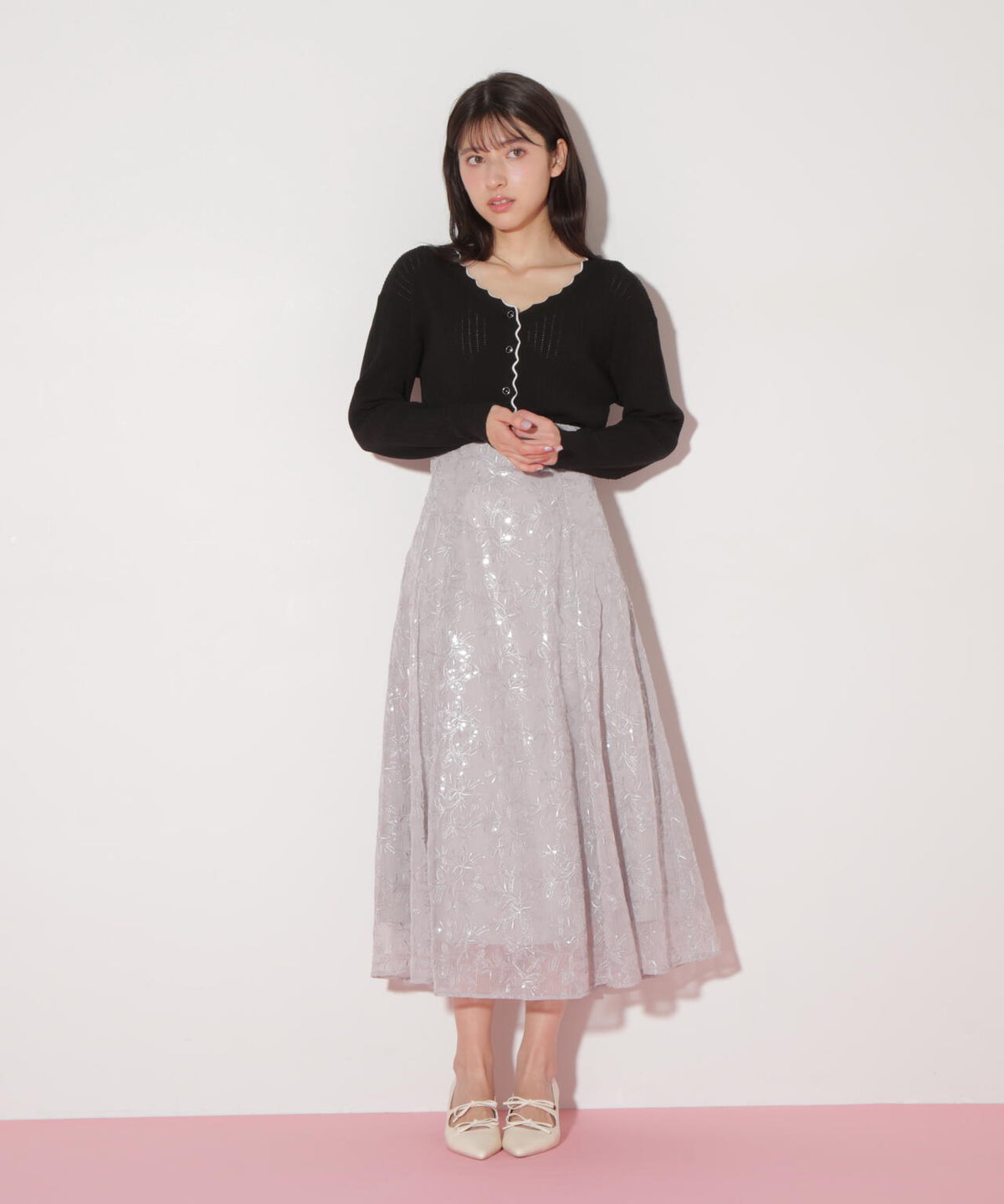 アイレットリブスカラップカーディガン