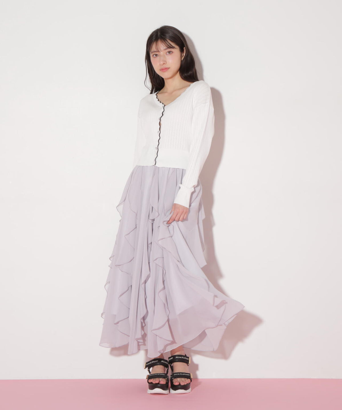 アイレットリブスカラップカーディガン