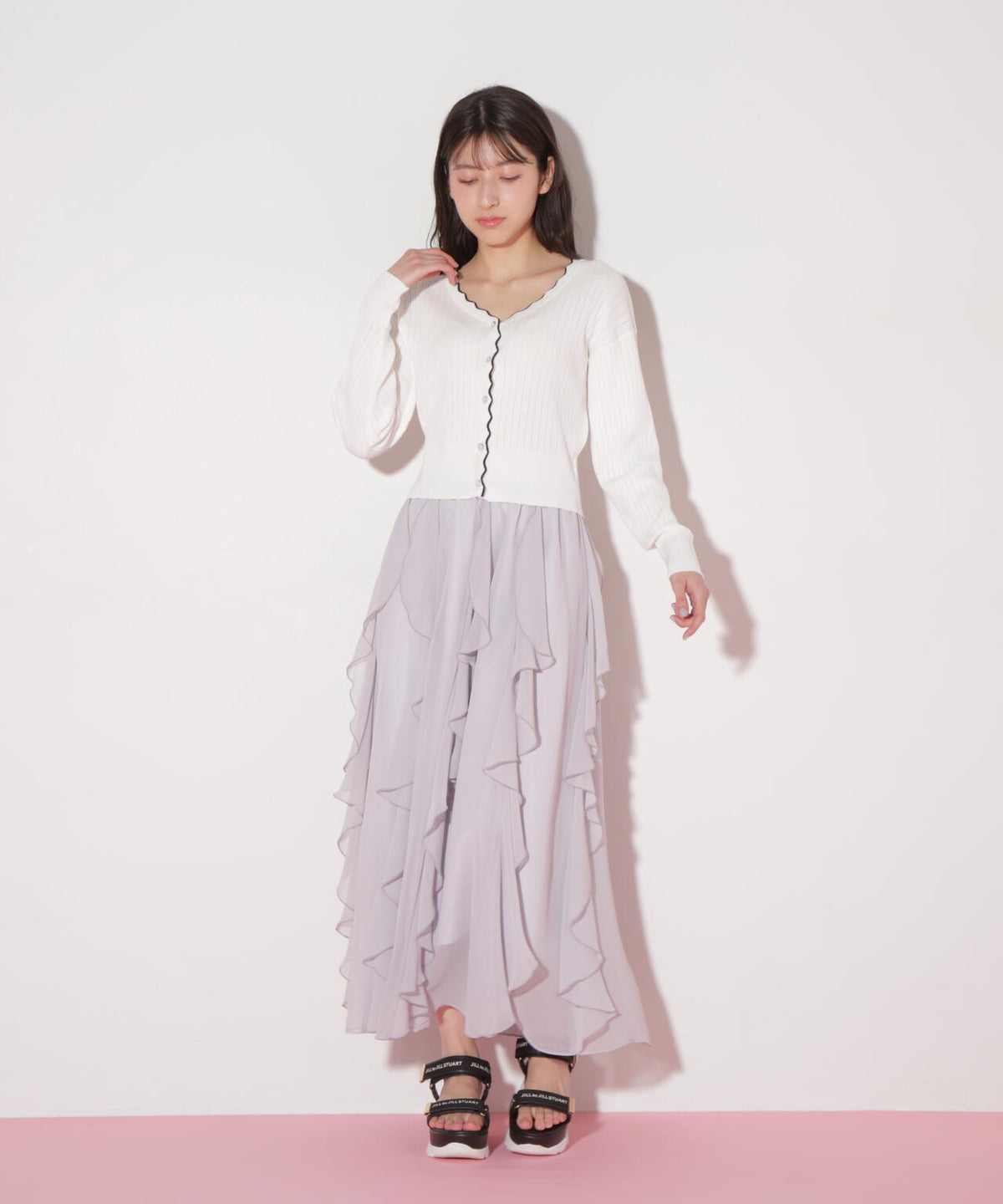 アイレットリブスカラップカーディガン