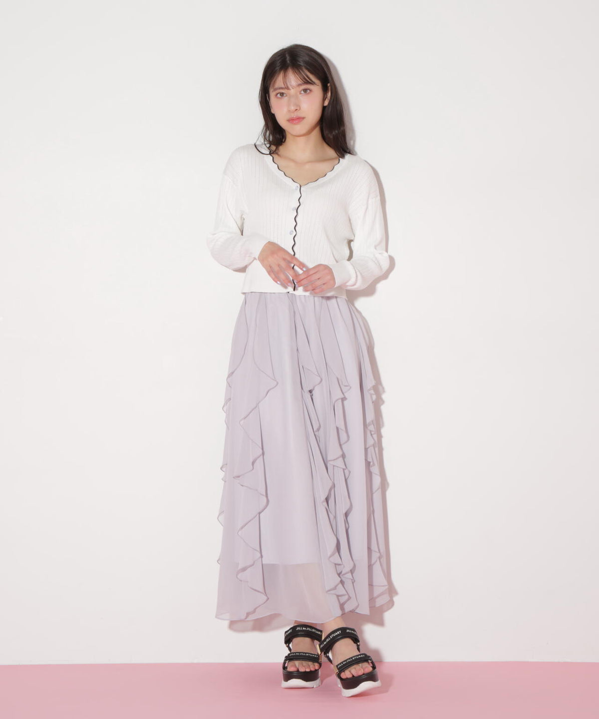 アイレットリブスカラップカーディガン