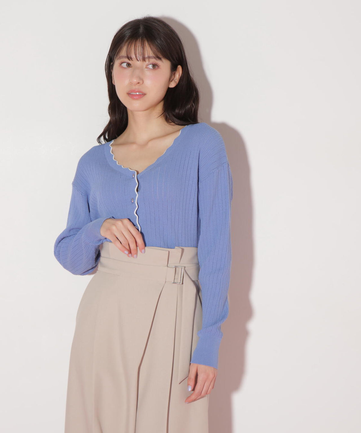 アイレットリブスカラップカーディガン