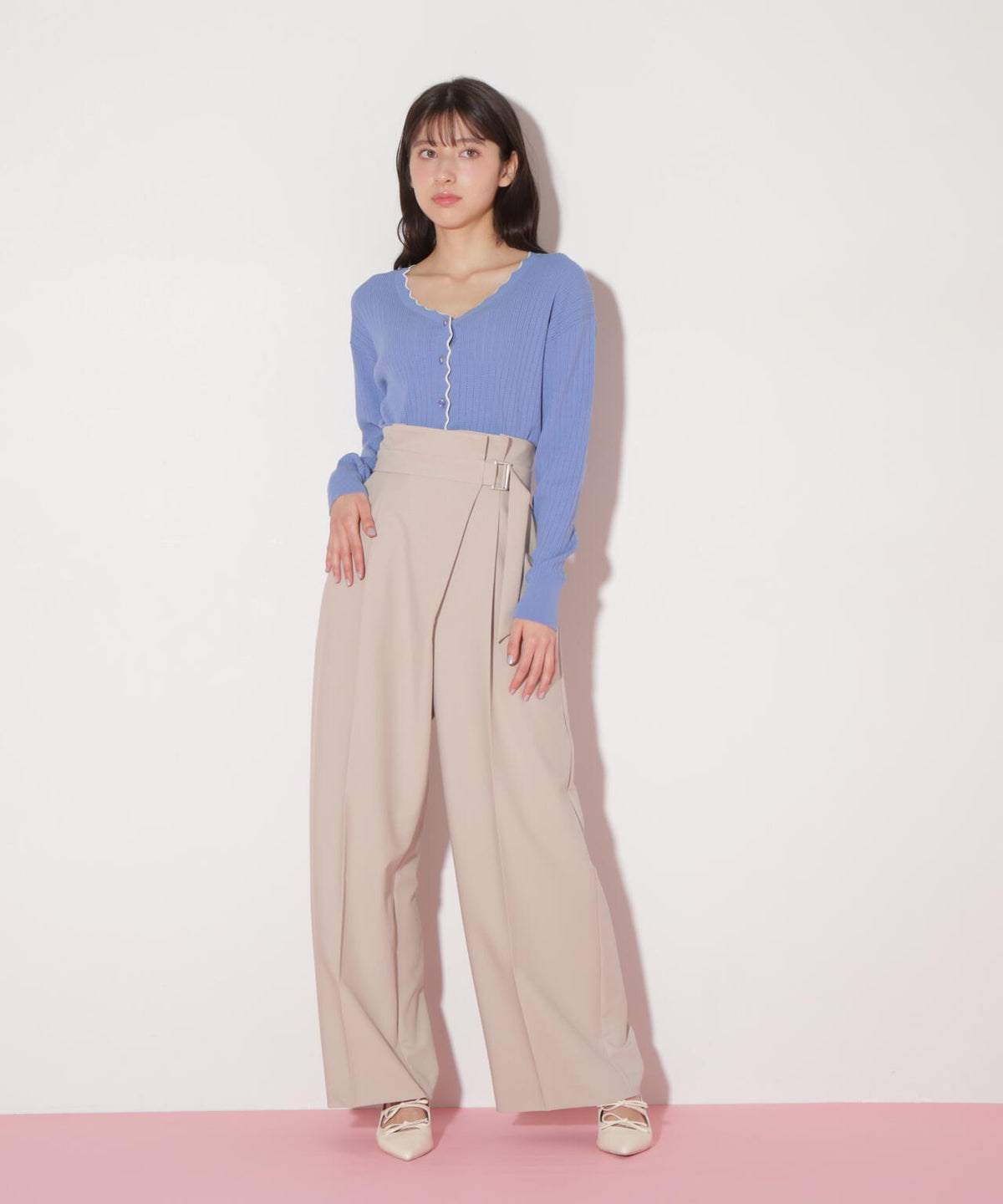 アイレットリブスカラップカーディガン