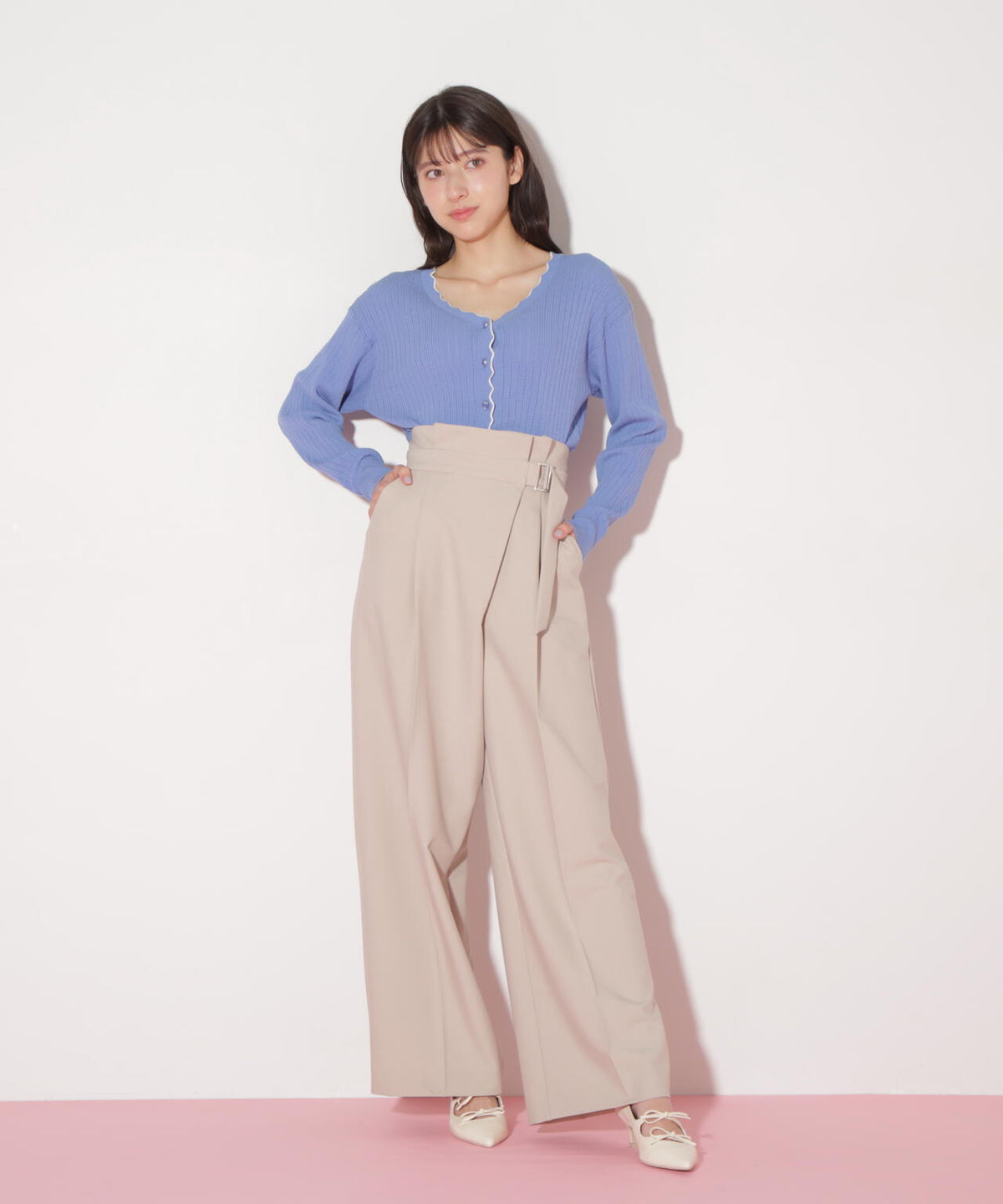 アイレットリブスカラップカーディガン