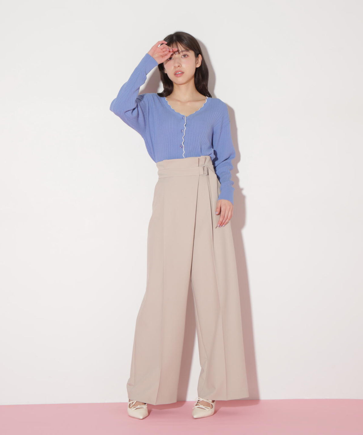 アイレットリブスカラップカーディガン
