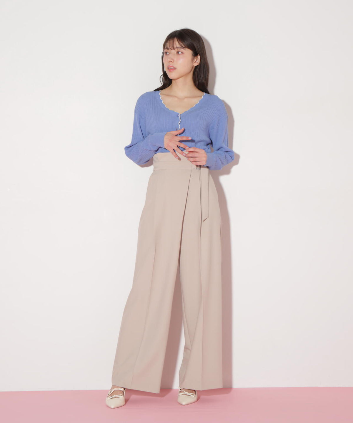 アイレットリブスカラップカーディガン