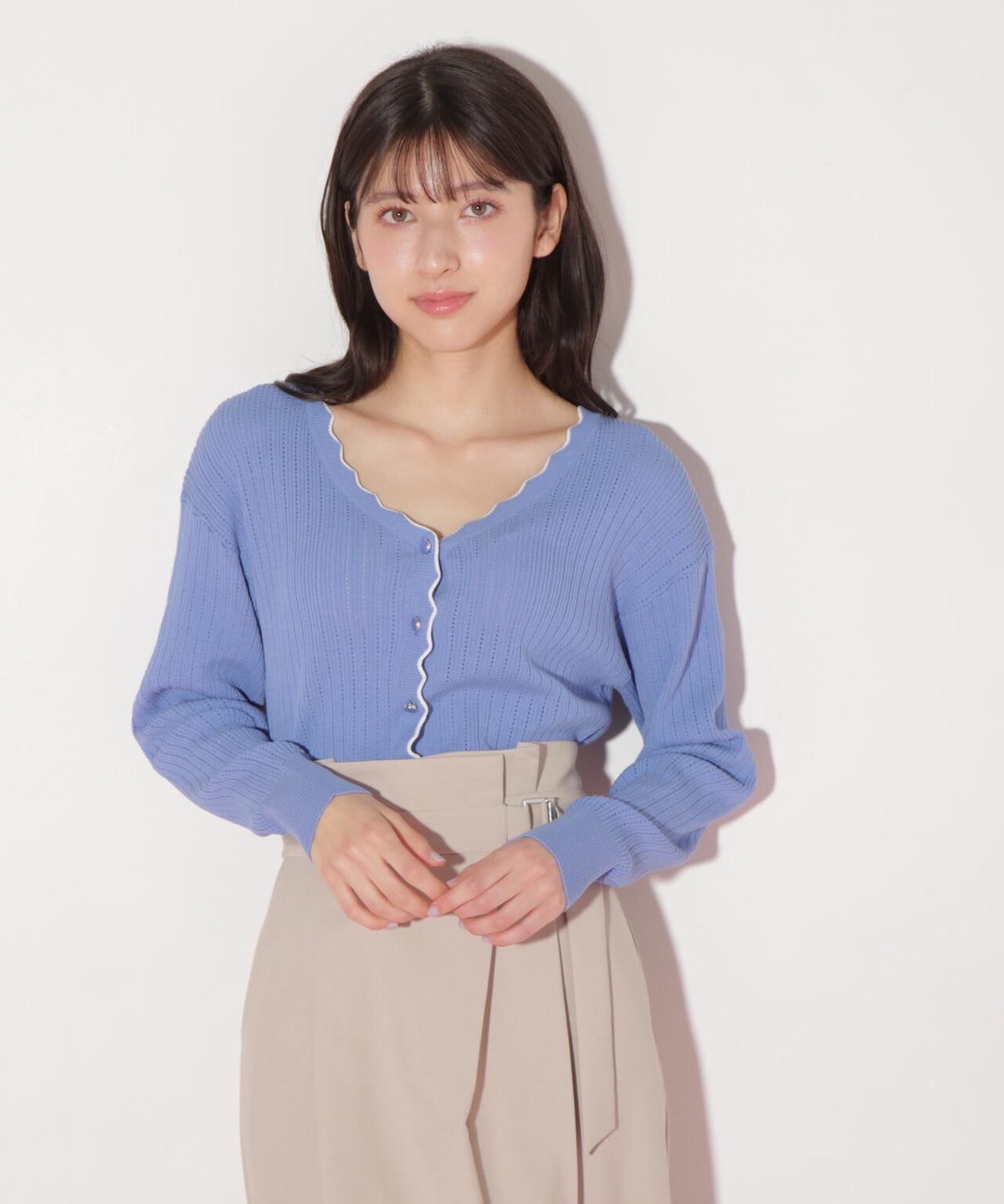 アイレットリブスカラップカーディガン