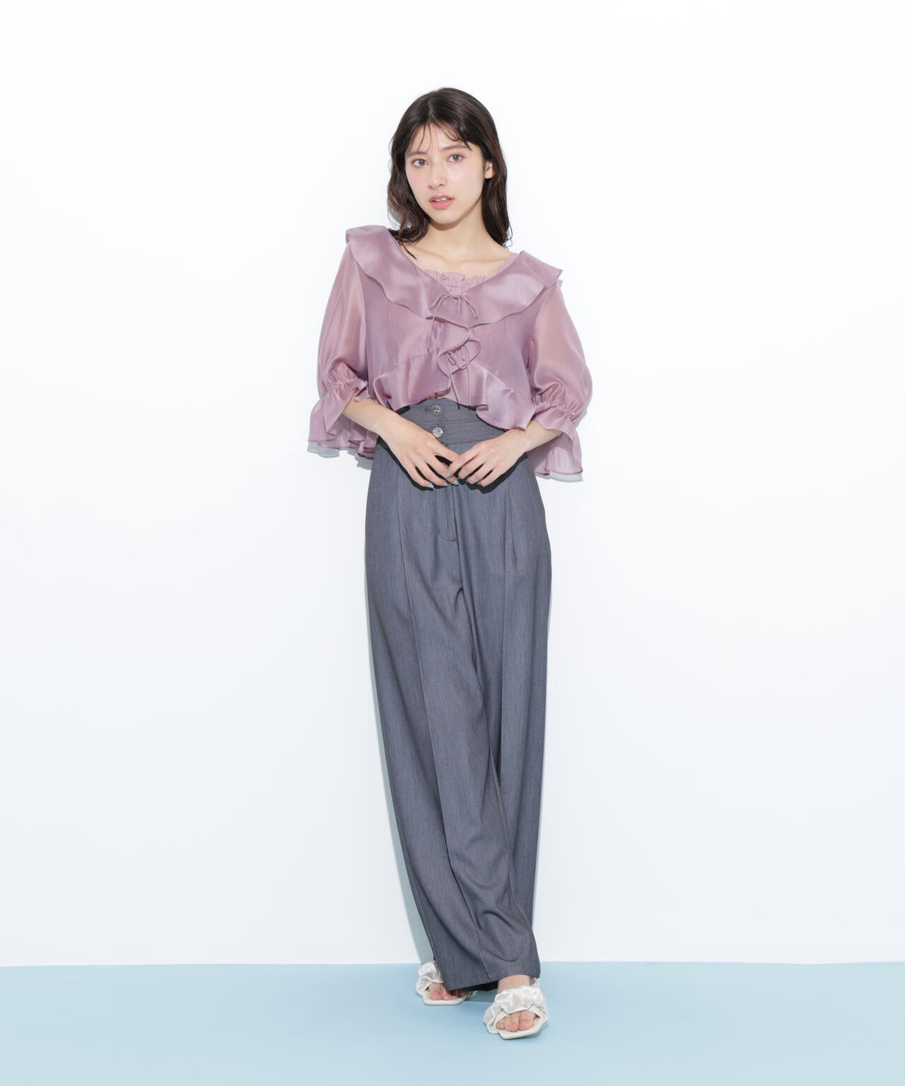 ラッフルアンサンブルセットアップブラウス