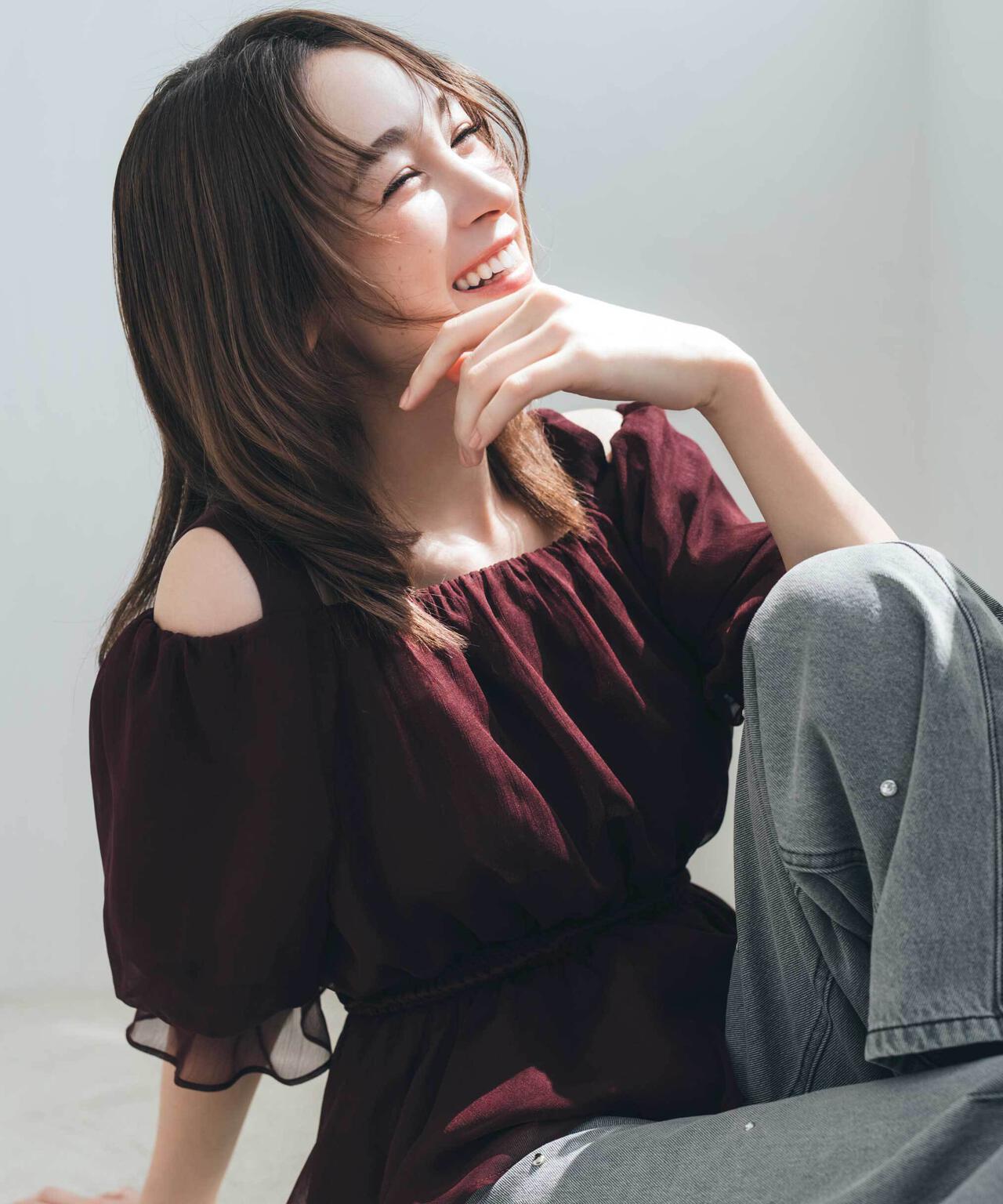 楊柳オフショルパフブラウス