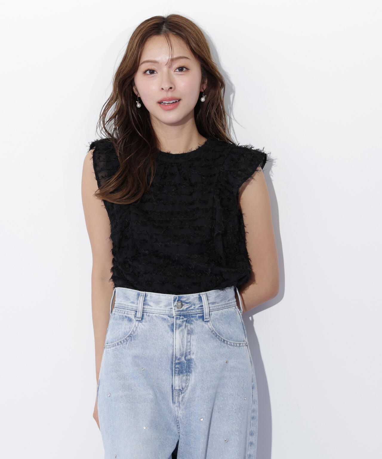 フェザーチェックブラウス