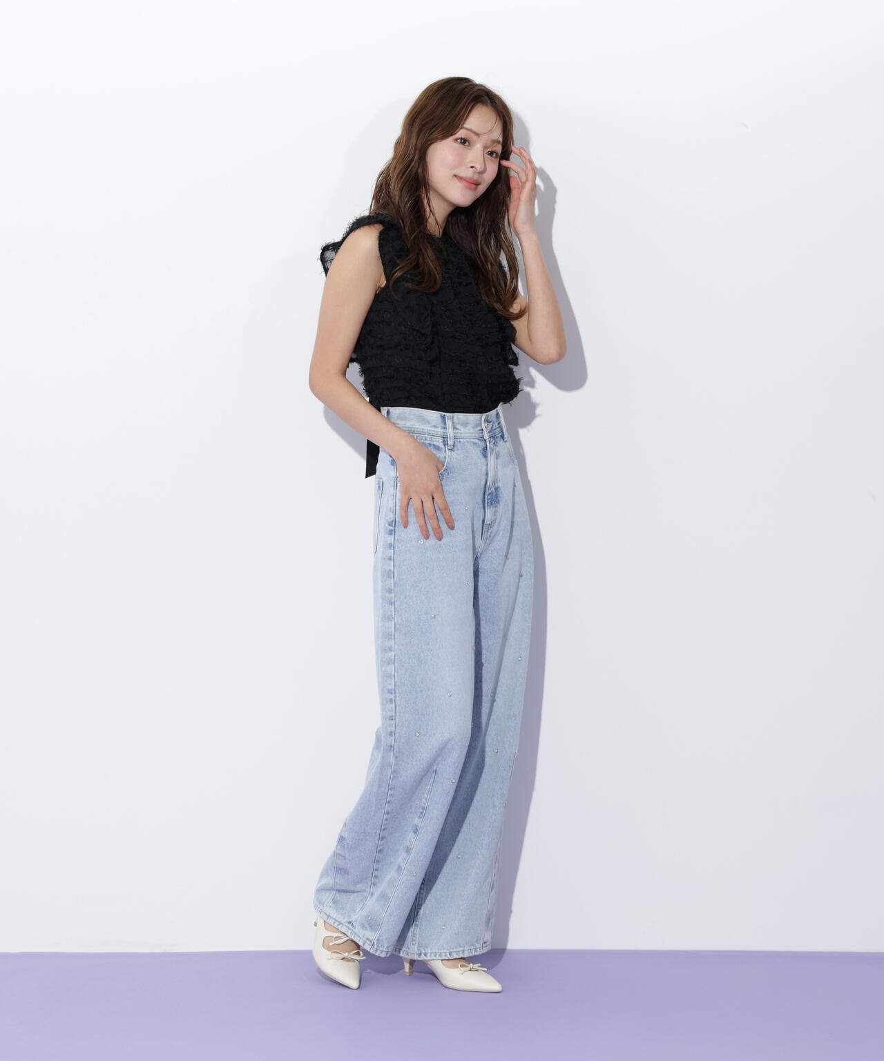 フェザーチェックブラウス