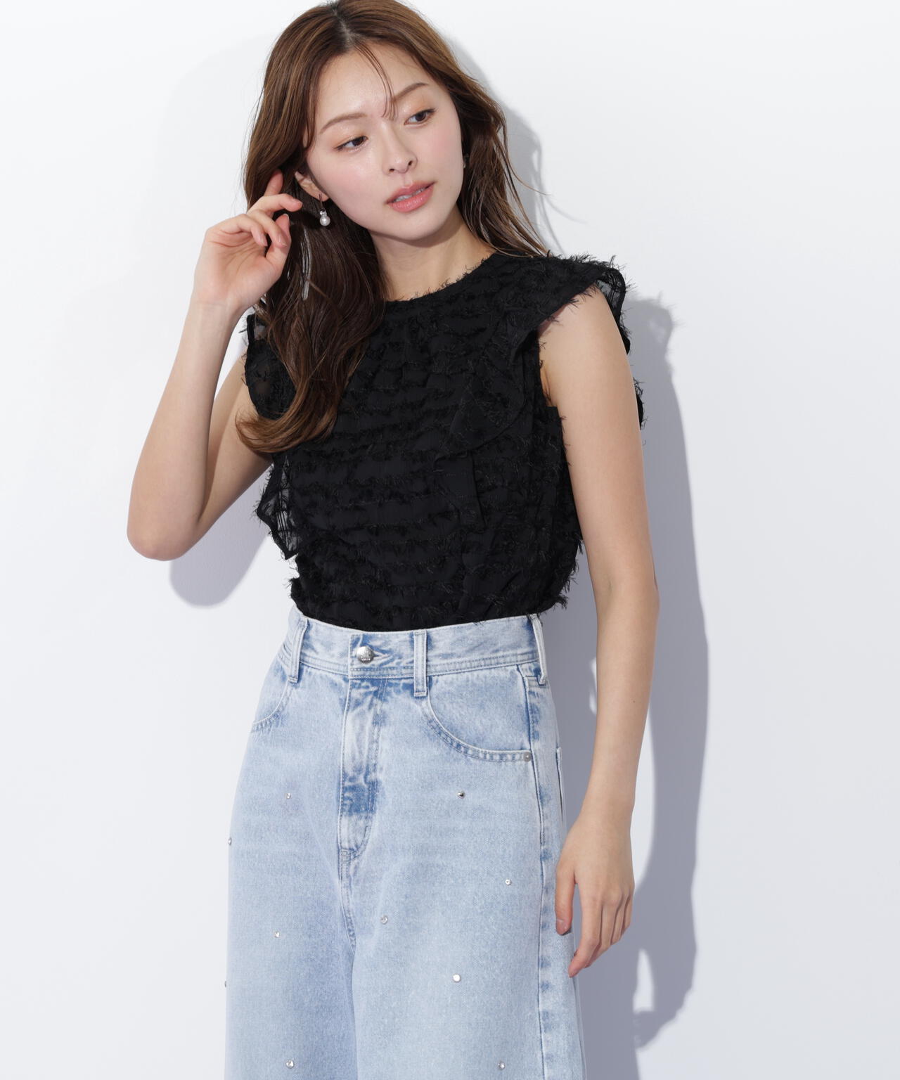 フェザーチェックブラウス