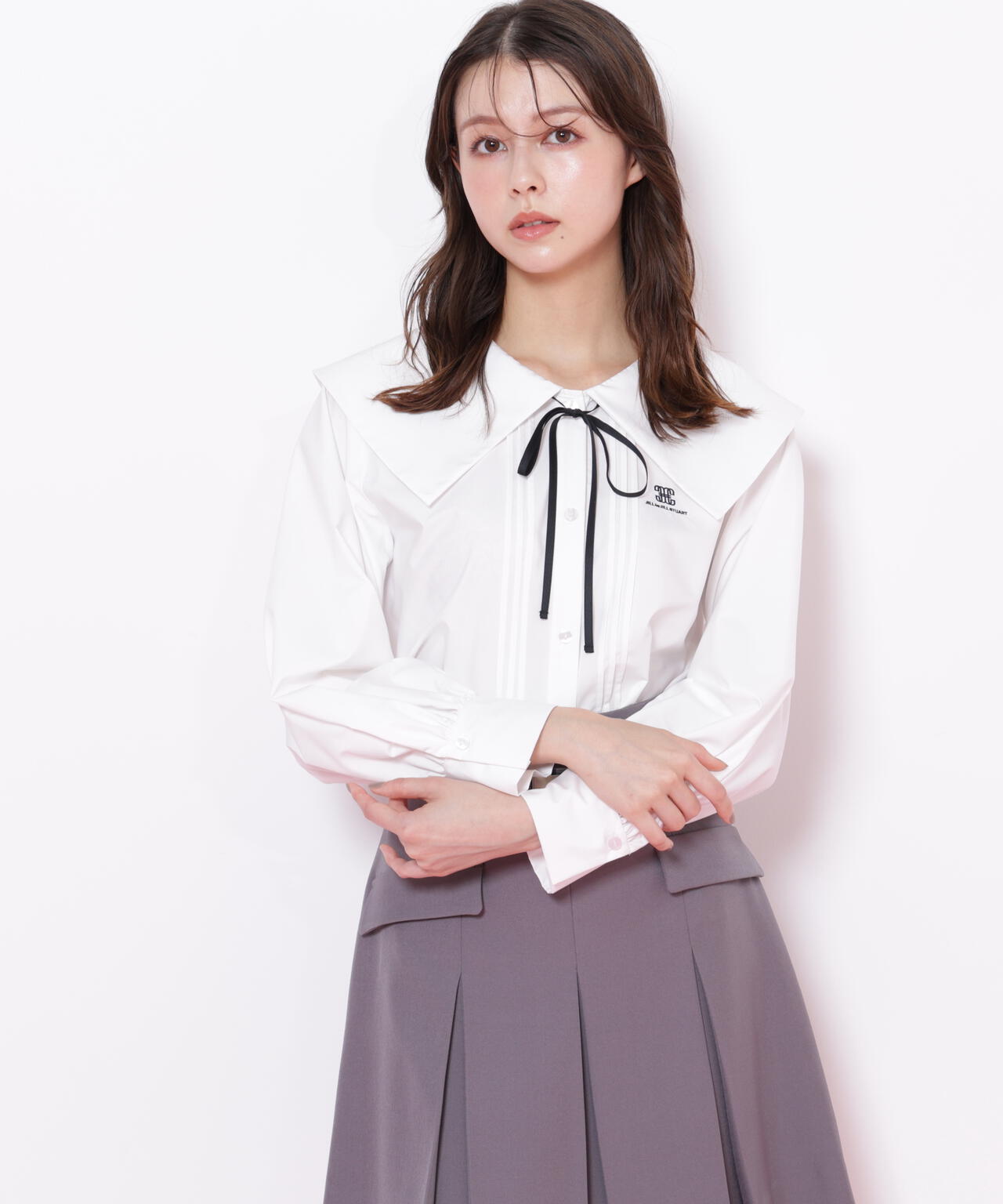 ビッグカラー短丈ブラウス