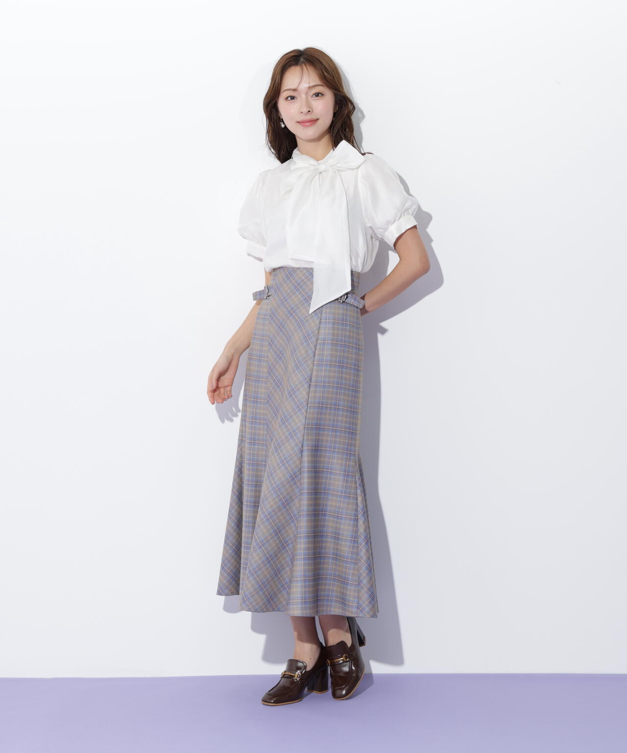 バルーンスリーブボウタイブラウス