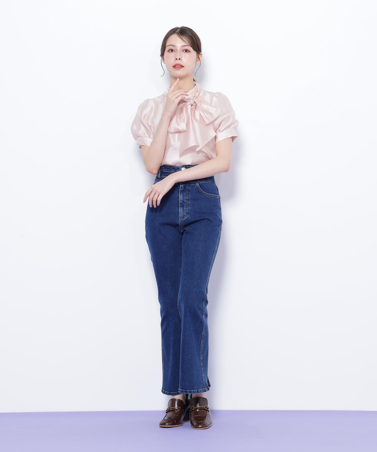 バルーンスリーブボウタイブラウス