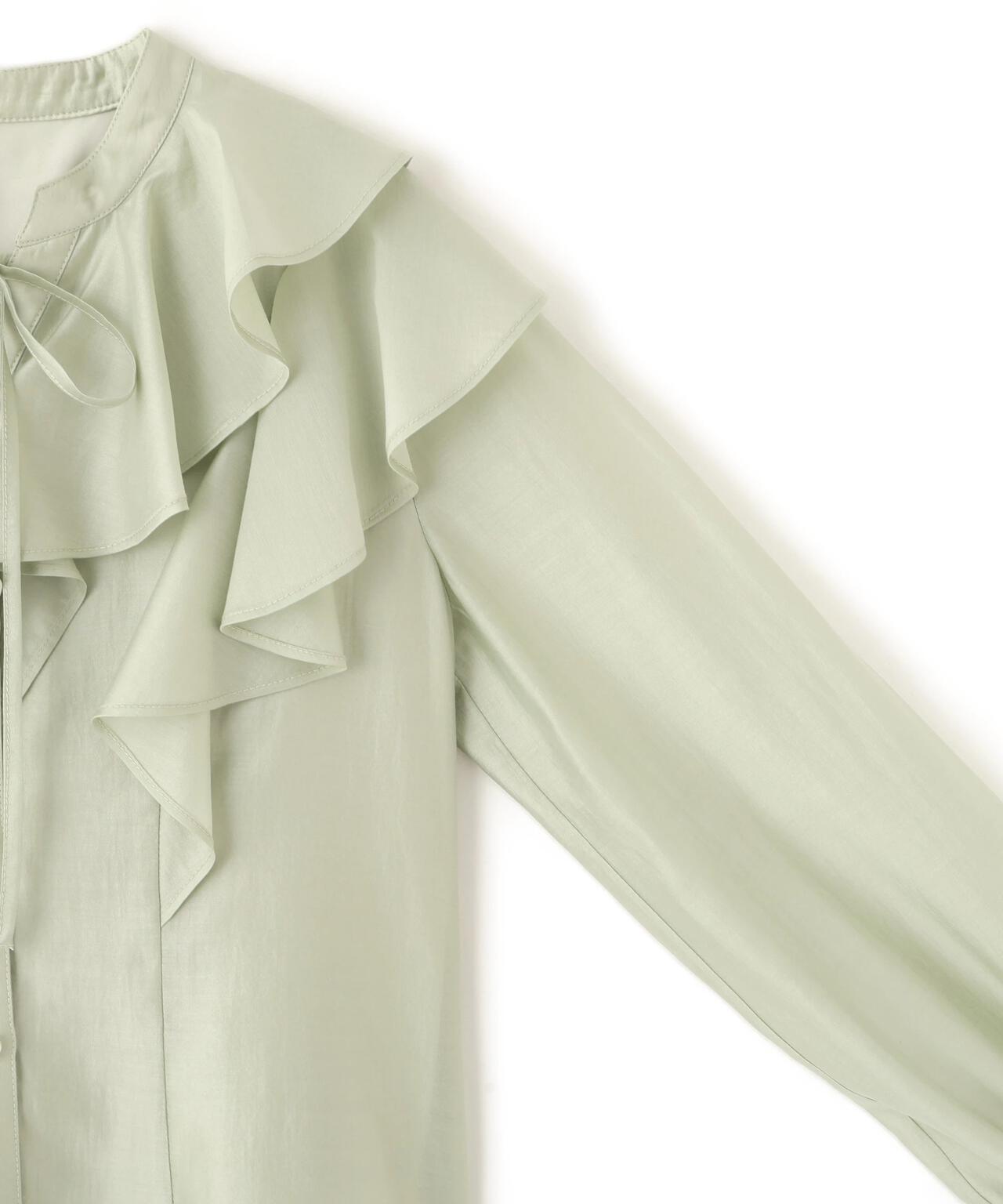 長袖ラッフルブラウス