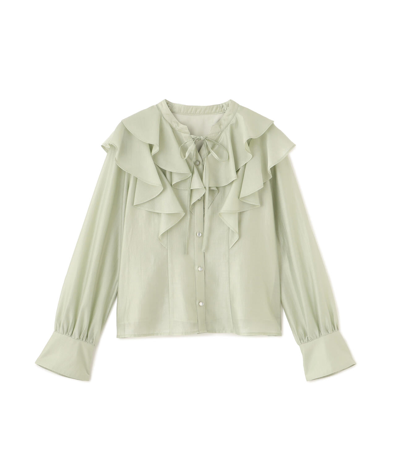 長袖ラッフルブラウス