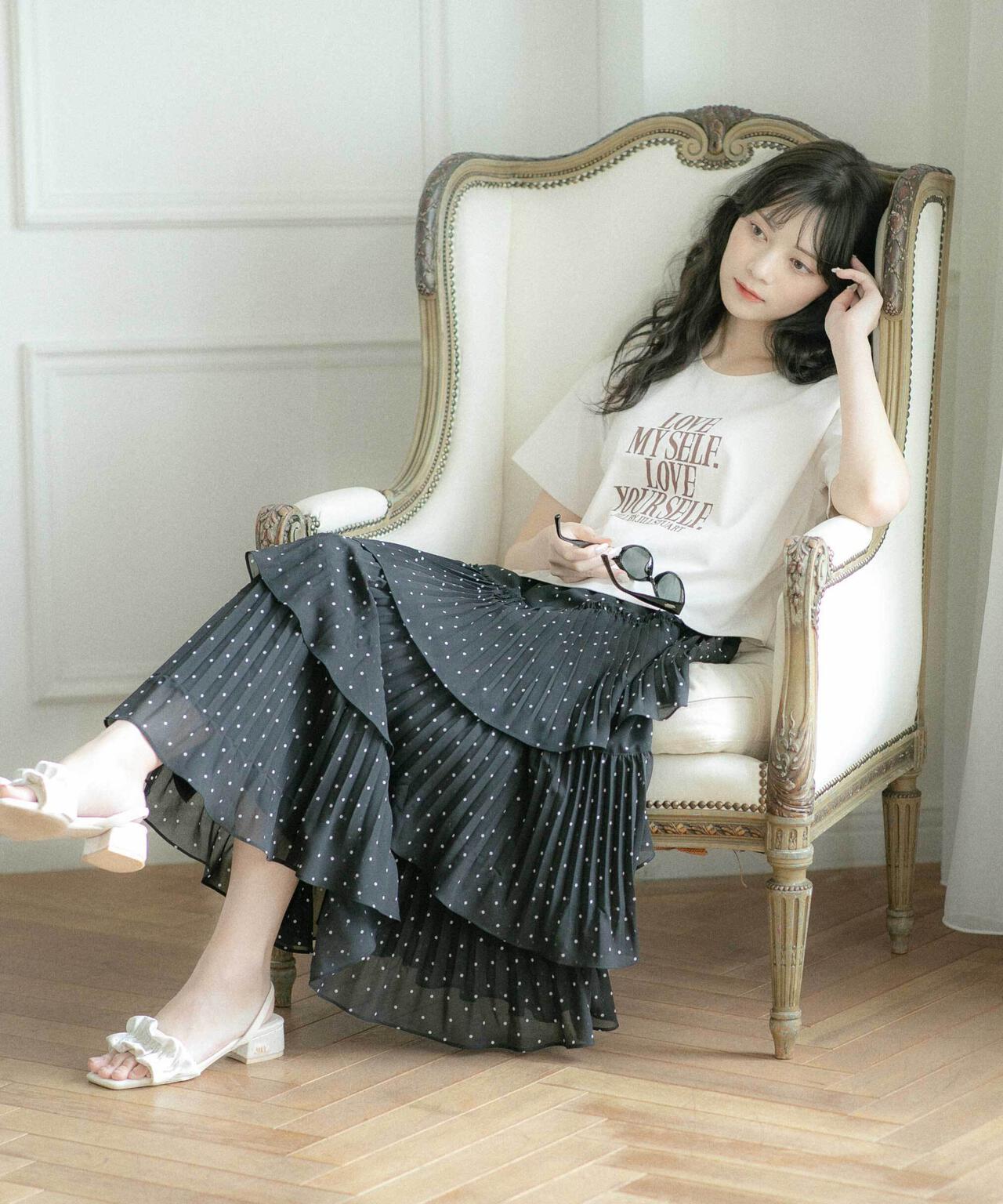 アシメプリーツティアードスカート