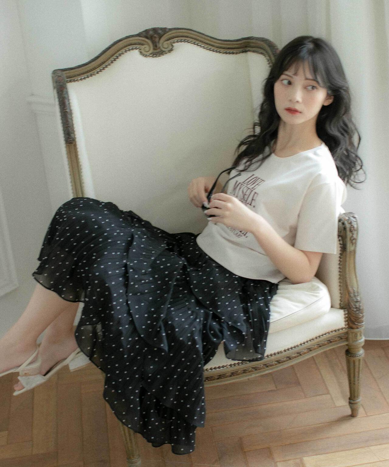 アシメプリーツティアードスカート