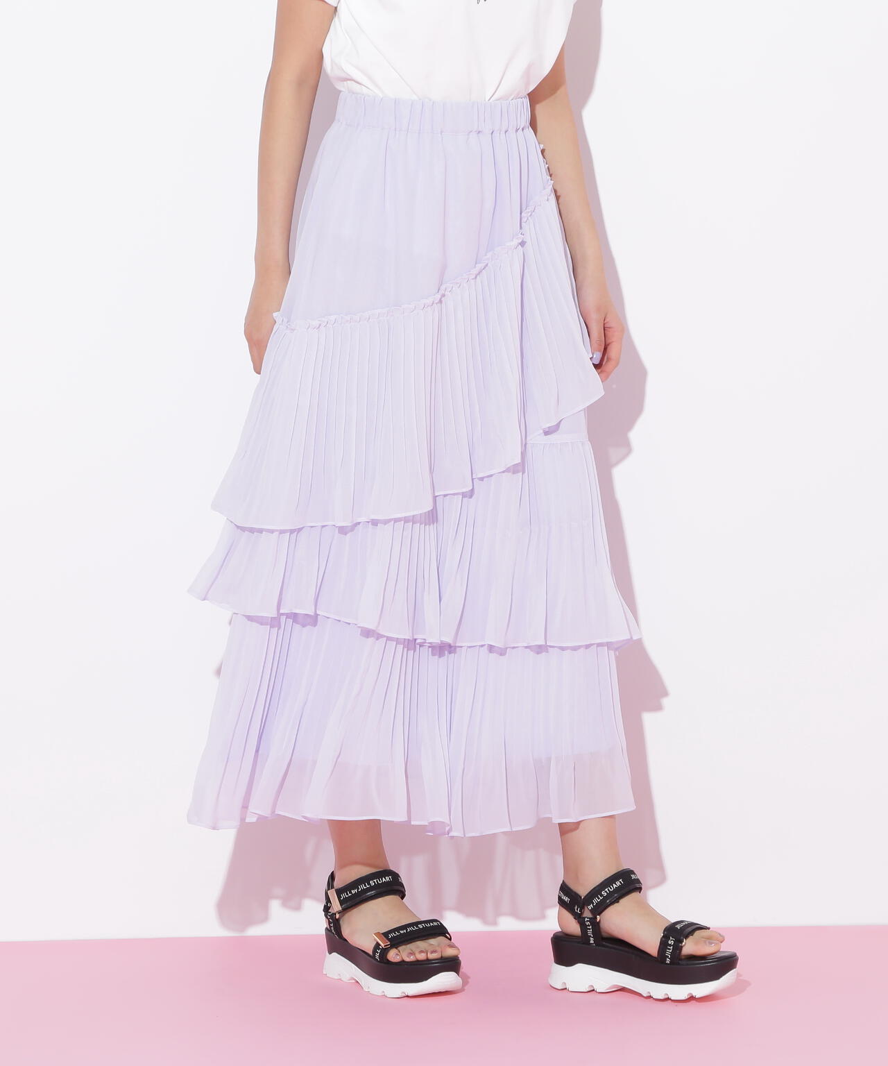 アシメプリーツティアードスカート