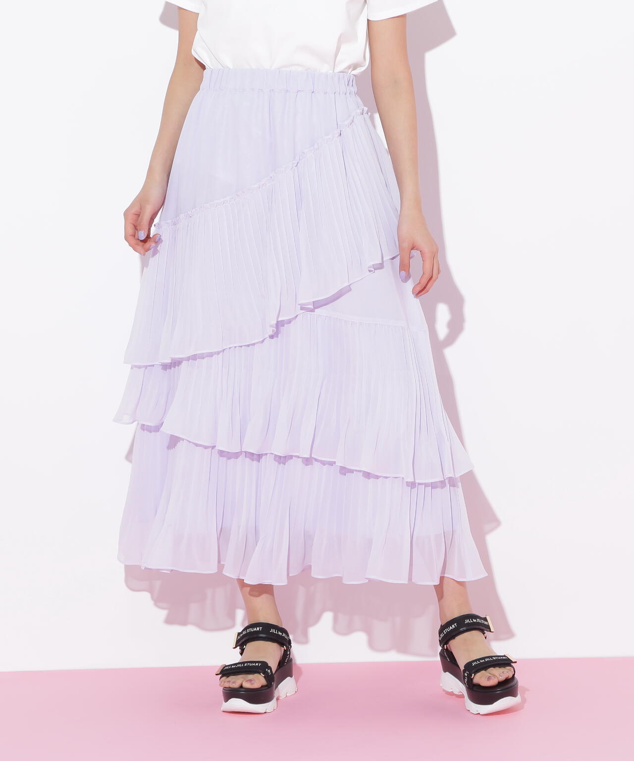 アシメプリーツティアードスカート