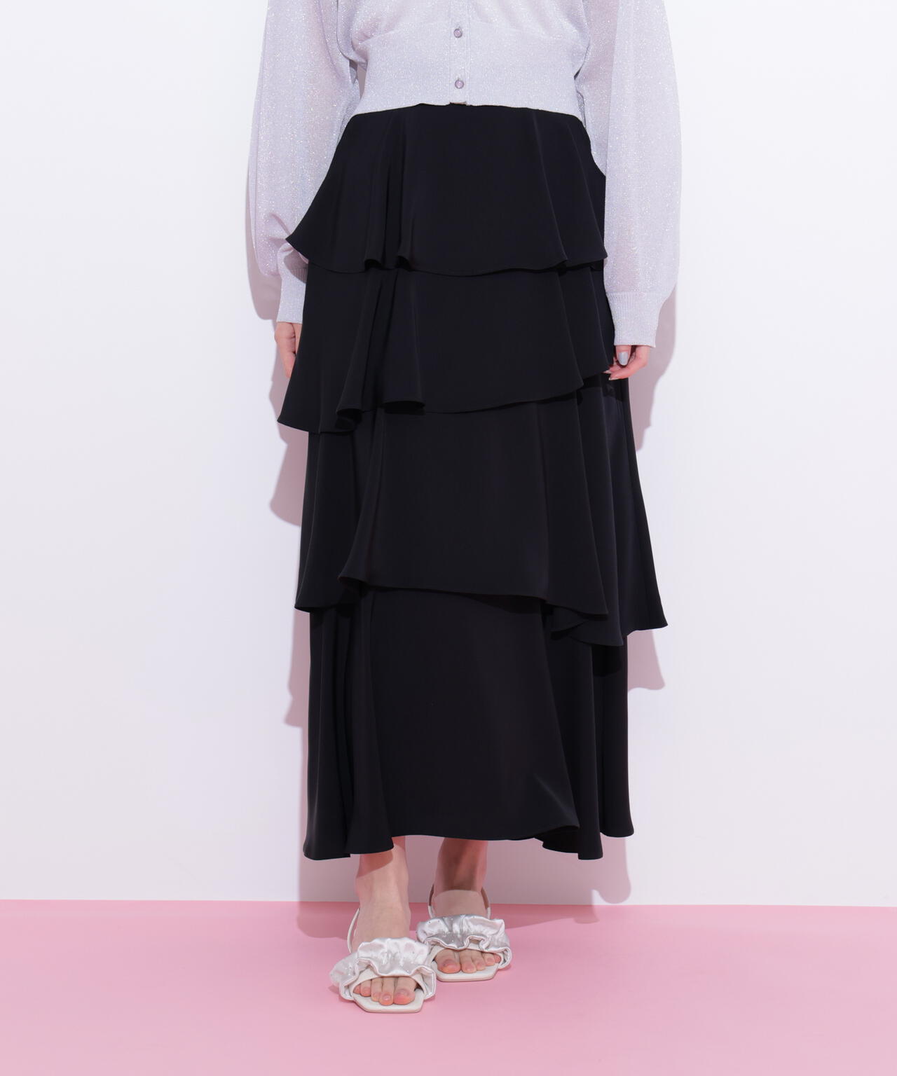 アシメティアードロングスカート