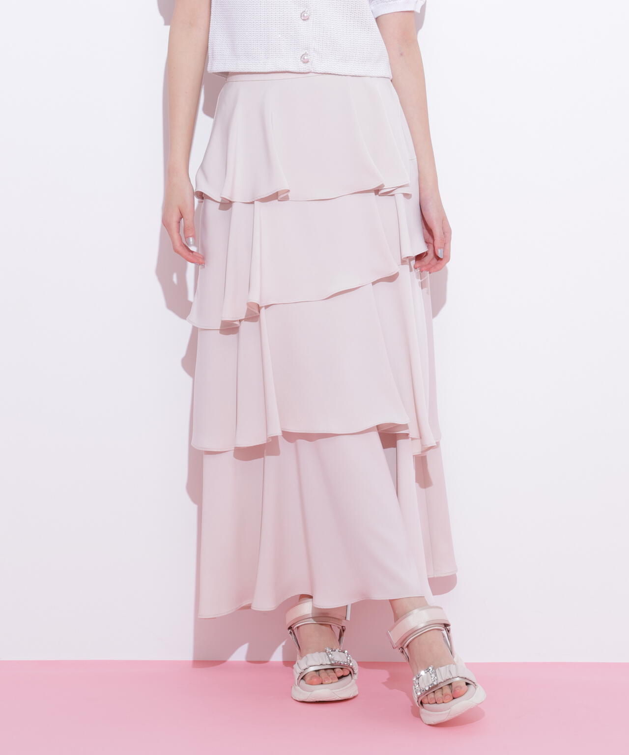 アシメティアードロングスカート