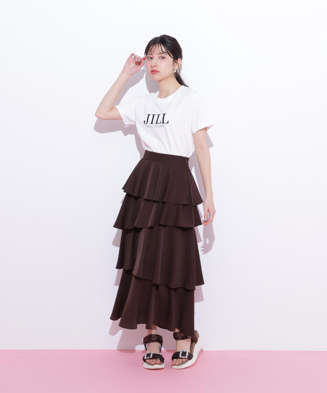 アシメティアードロングスカート