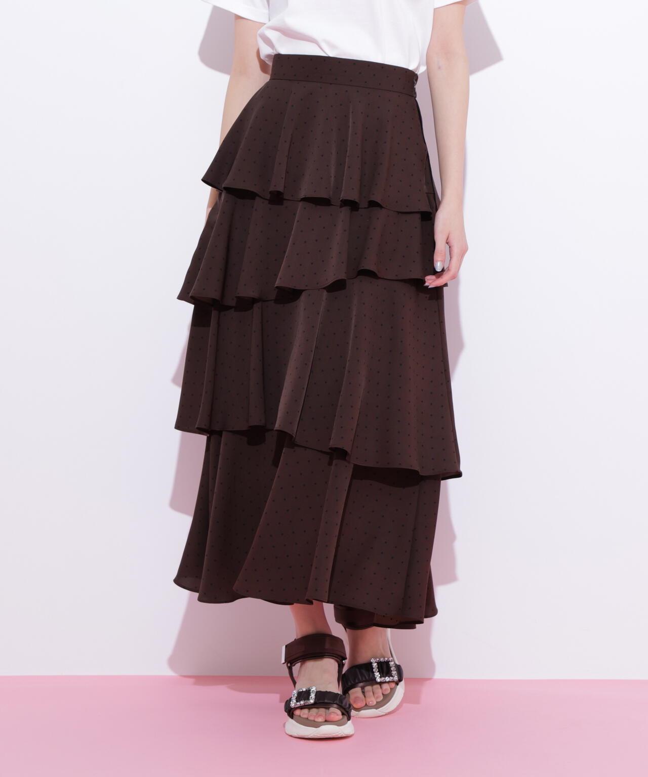 アシメティアードロングスカート