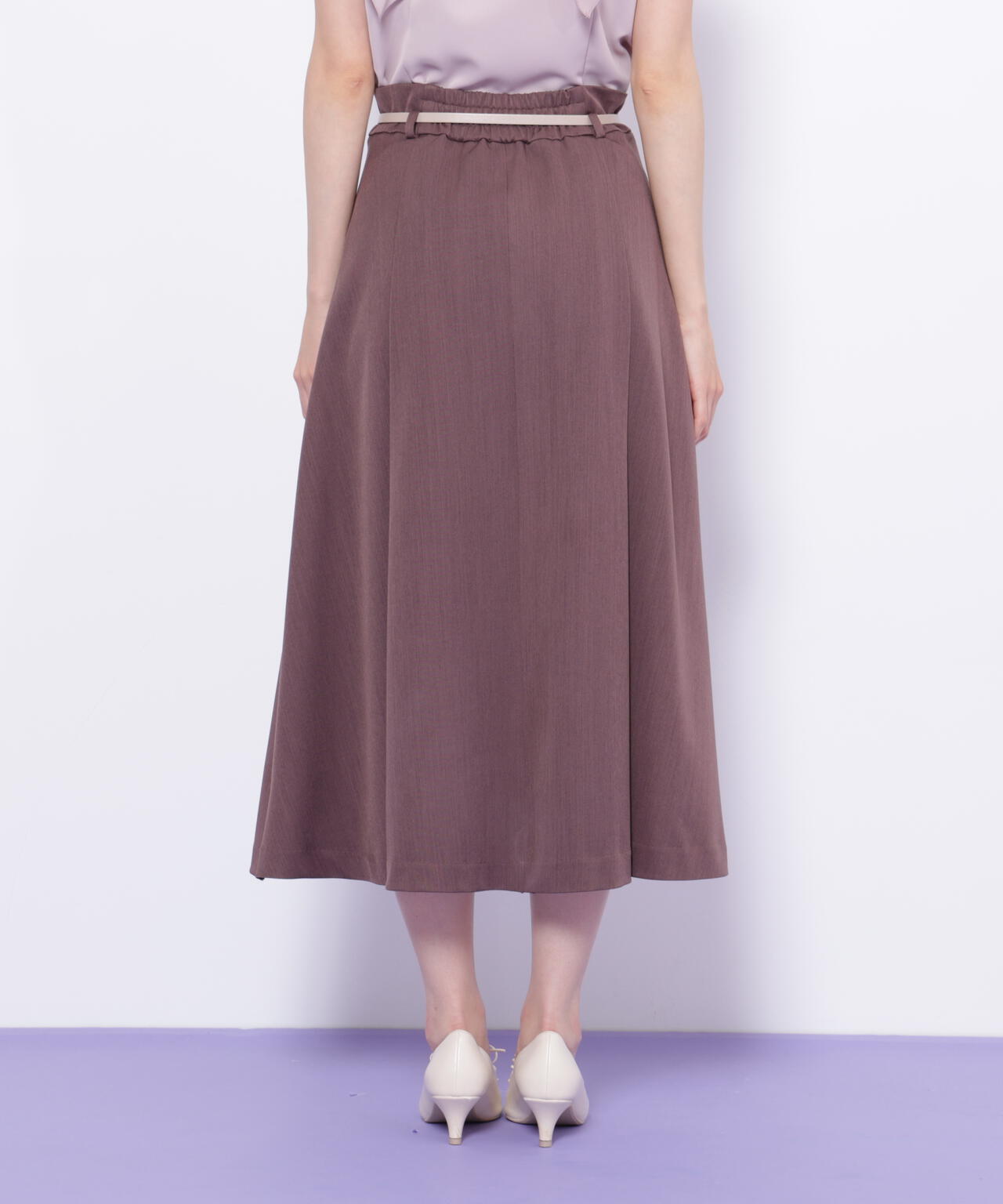 ベルト付タックフレアスカート