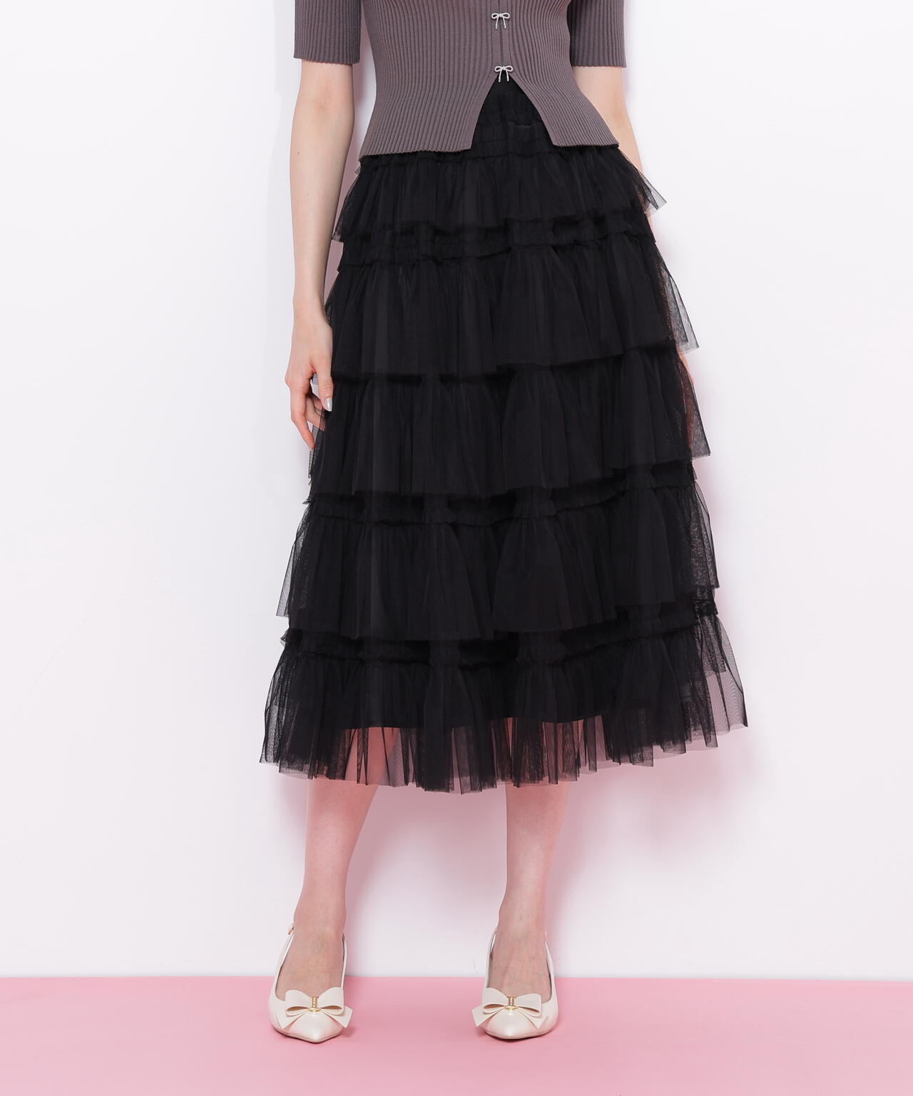 フリルテープティアードスカート