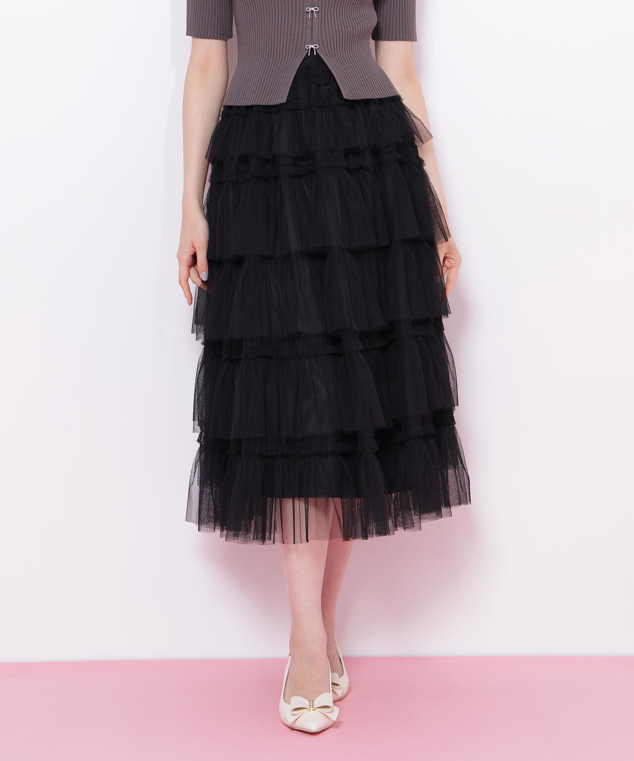 フリルテープティアードスカート