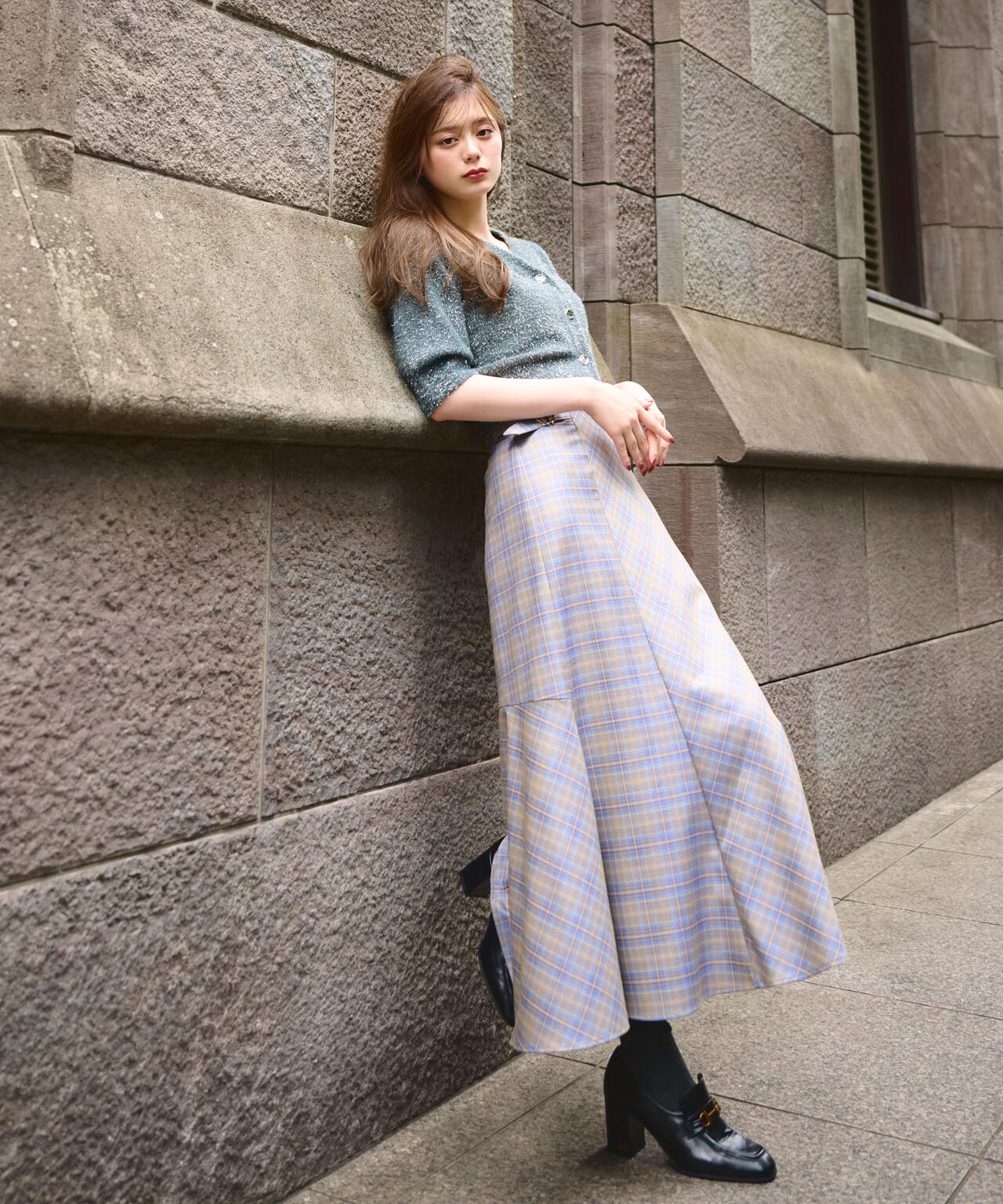 チェックマーメイドスカート