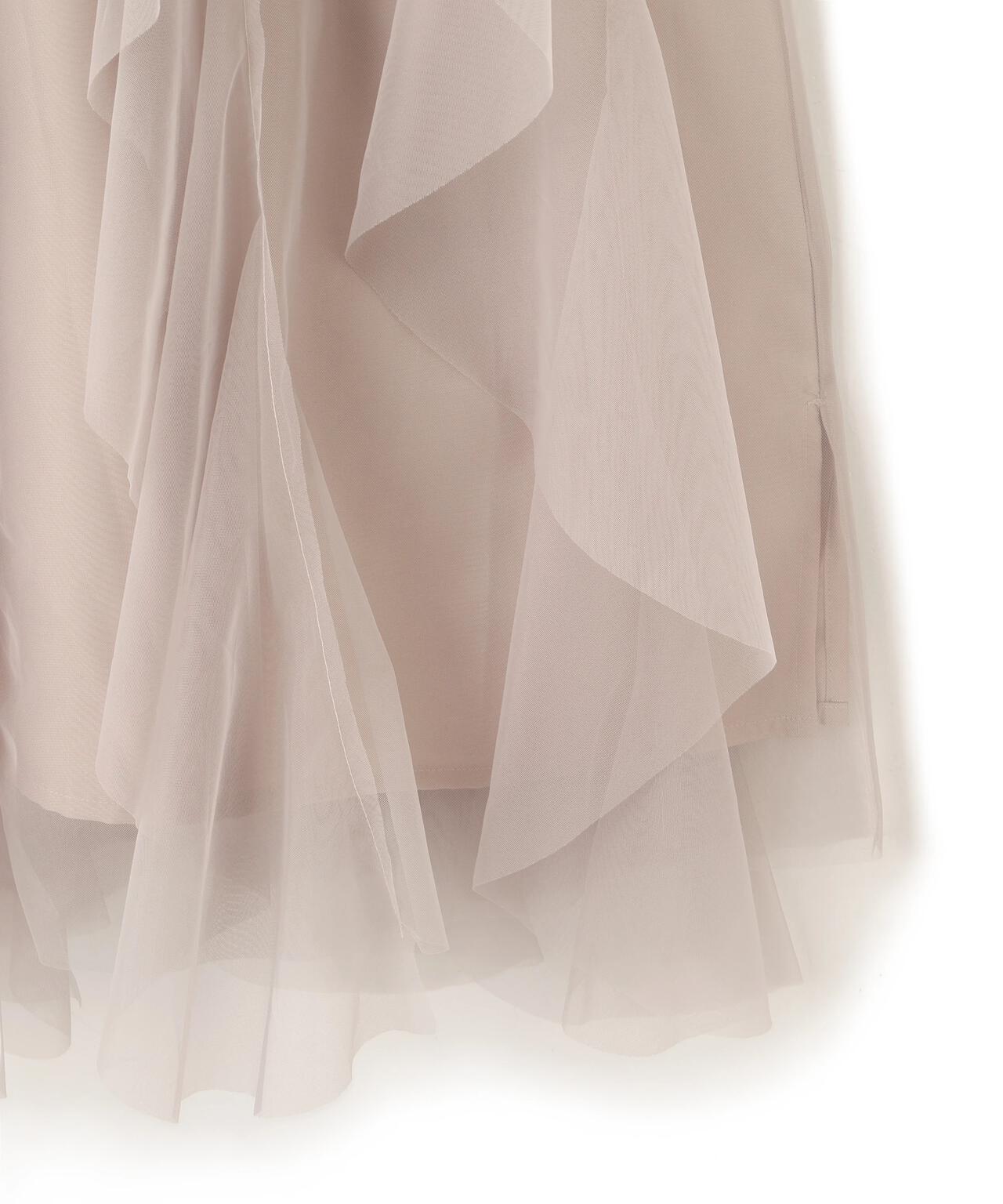 縦ラッフルチュールスカート