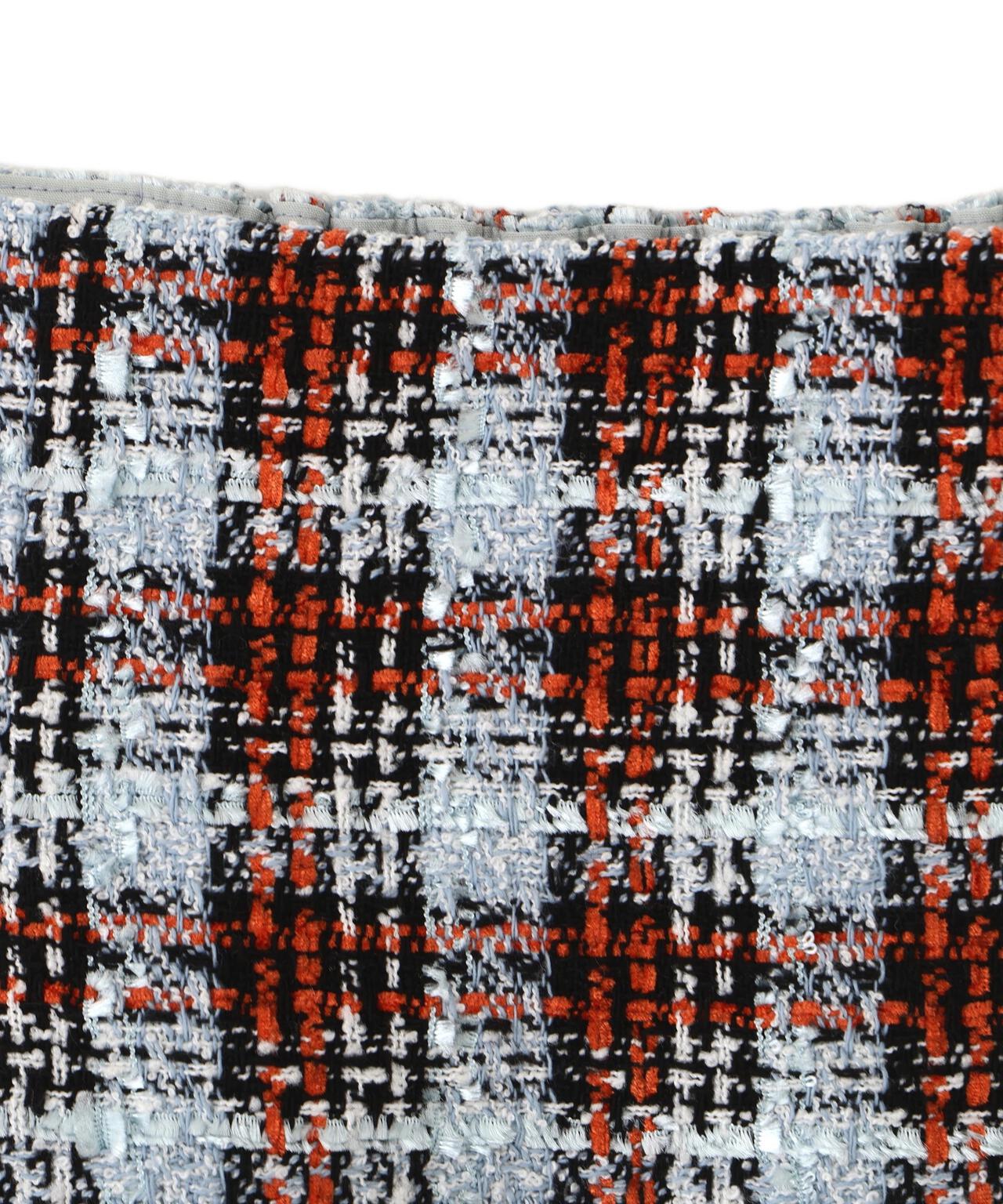 ツィードチェックビジュー釦ミニスカート