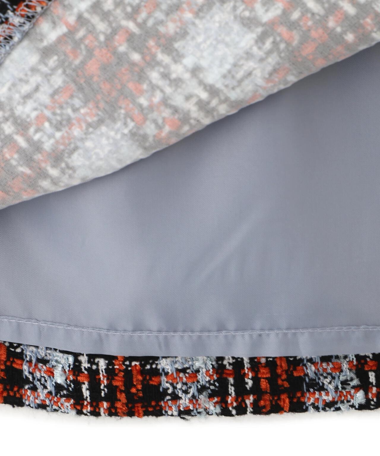 ツィードチェックビジュー釦ミニスカート