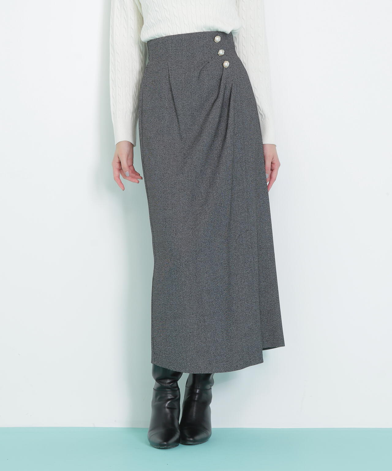 パール釦ラップタイトスカート