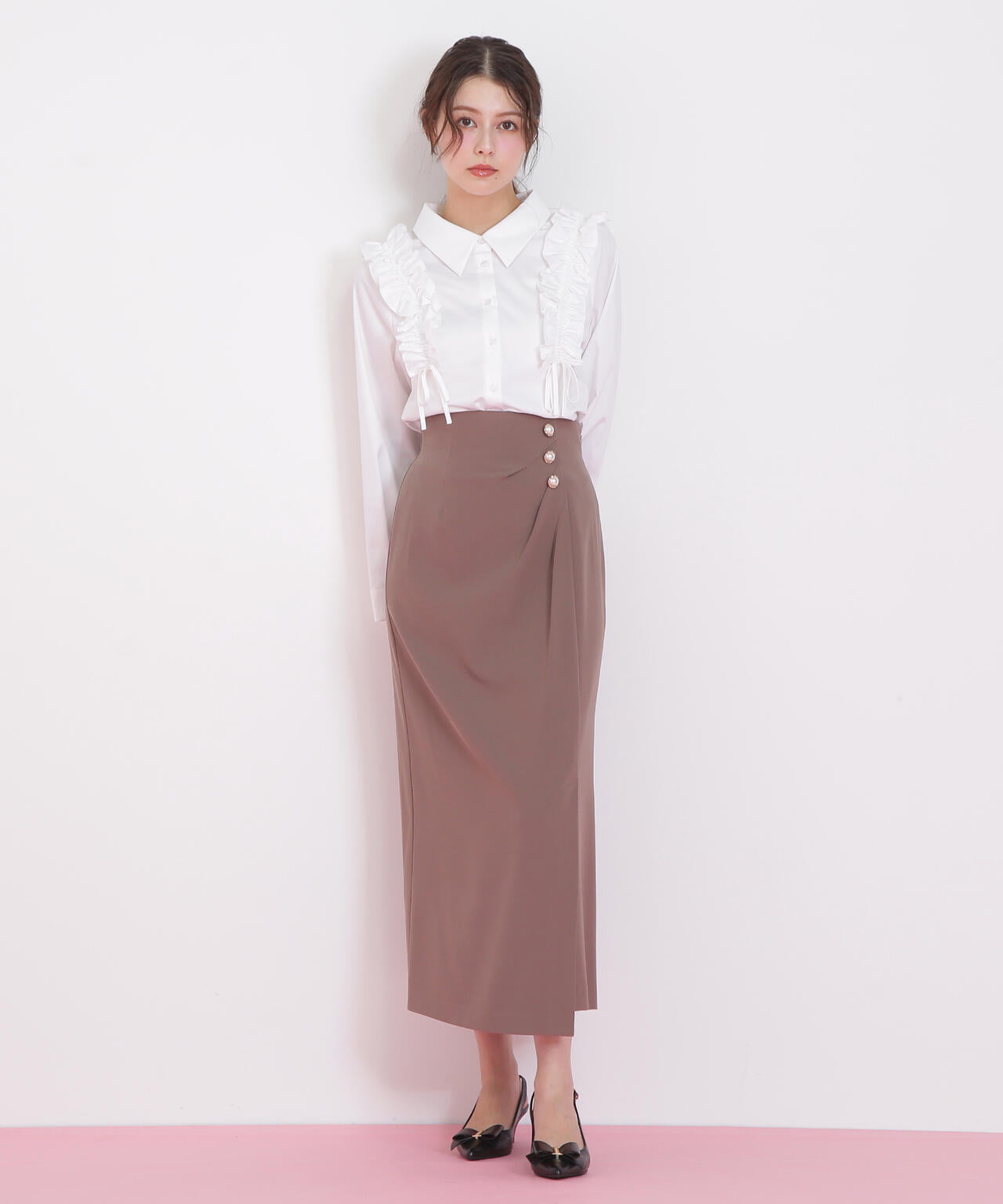 パール釦ラップタイトスカート