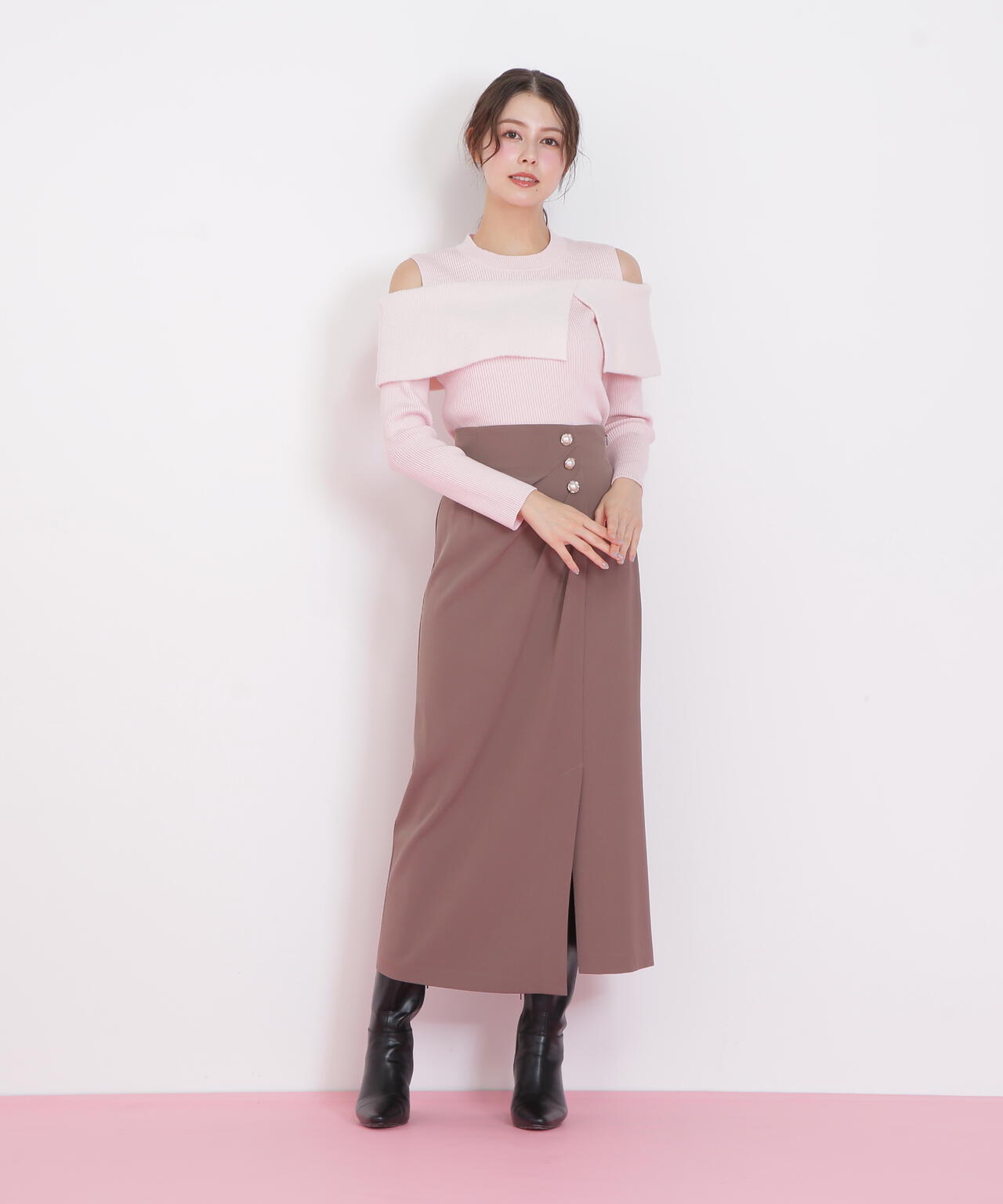 パール釦ラップタイトスカート