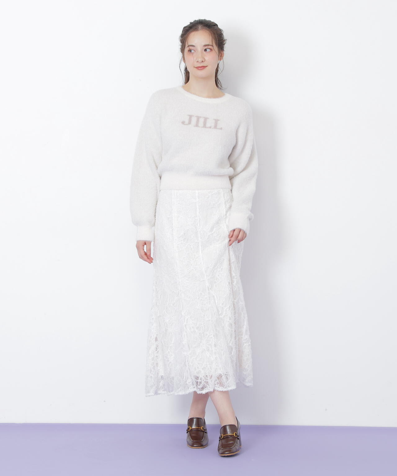 モール刺繍レースマーメイドスカート