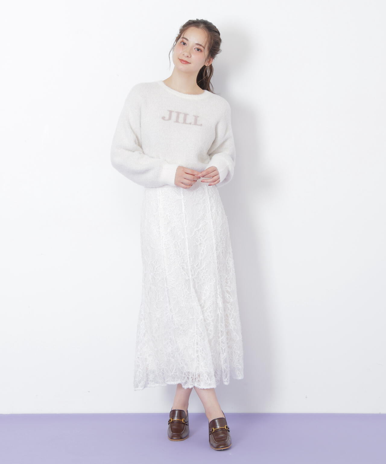 モール刺繍レースマーメイドスカート