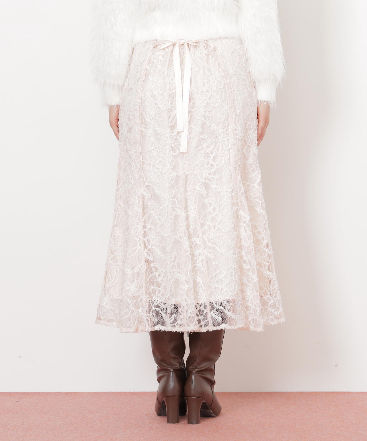 モール刺繍レースマーメイドスカート