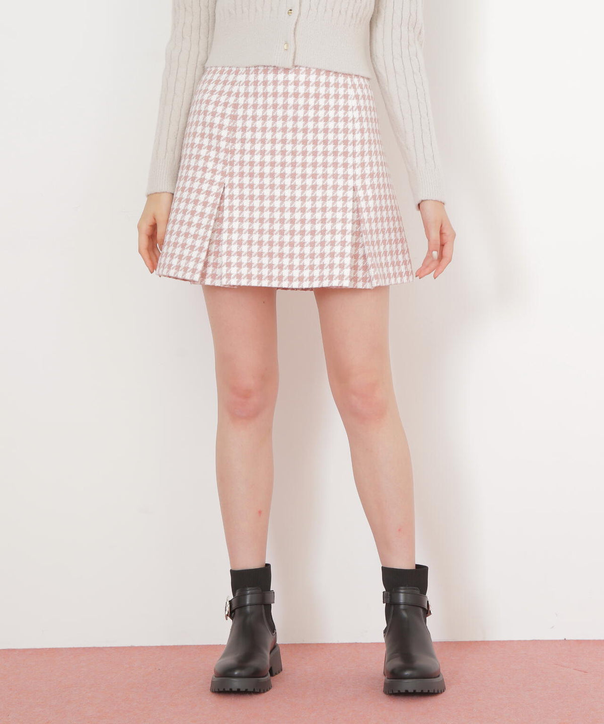 千鳥ツイードタイトミニスカート