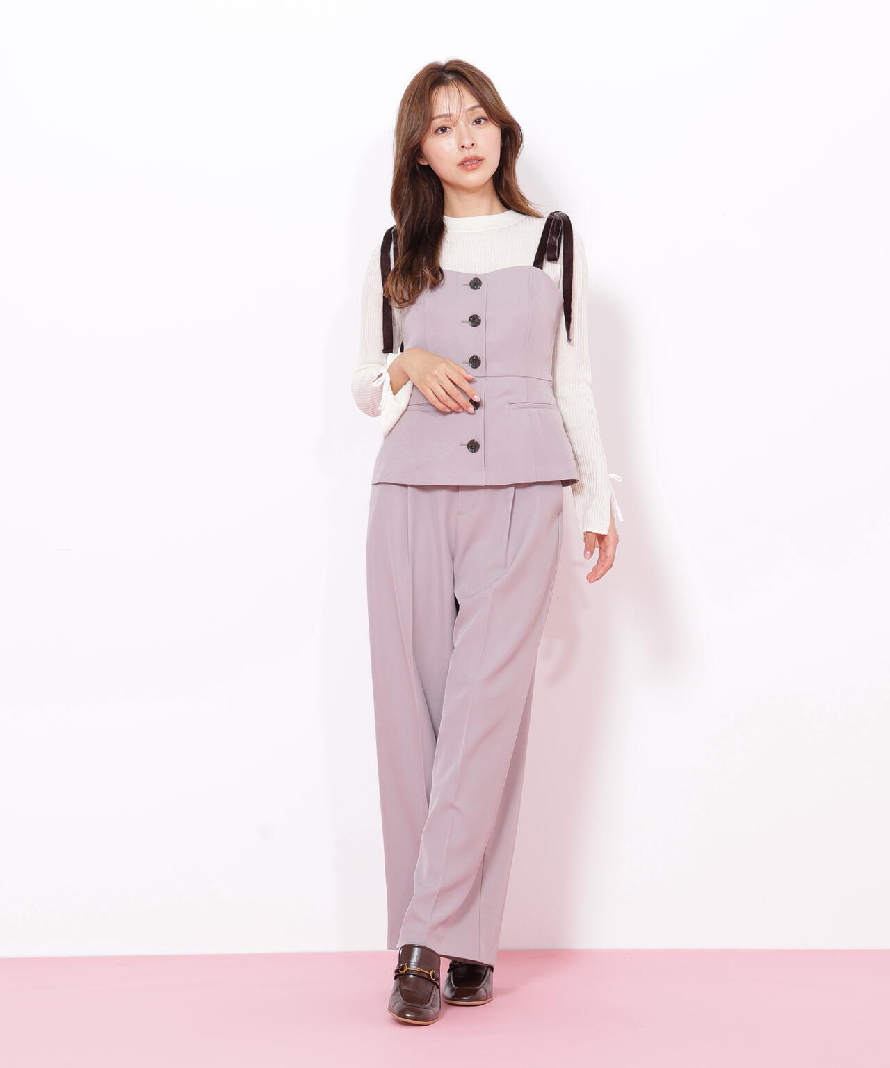 <セットアップ対応>ベーシックツイルビットベルトパンツ