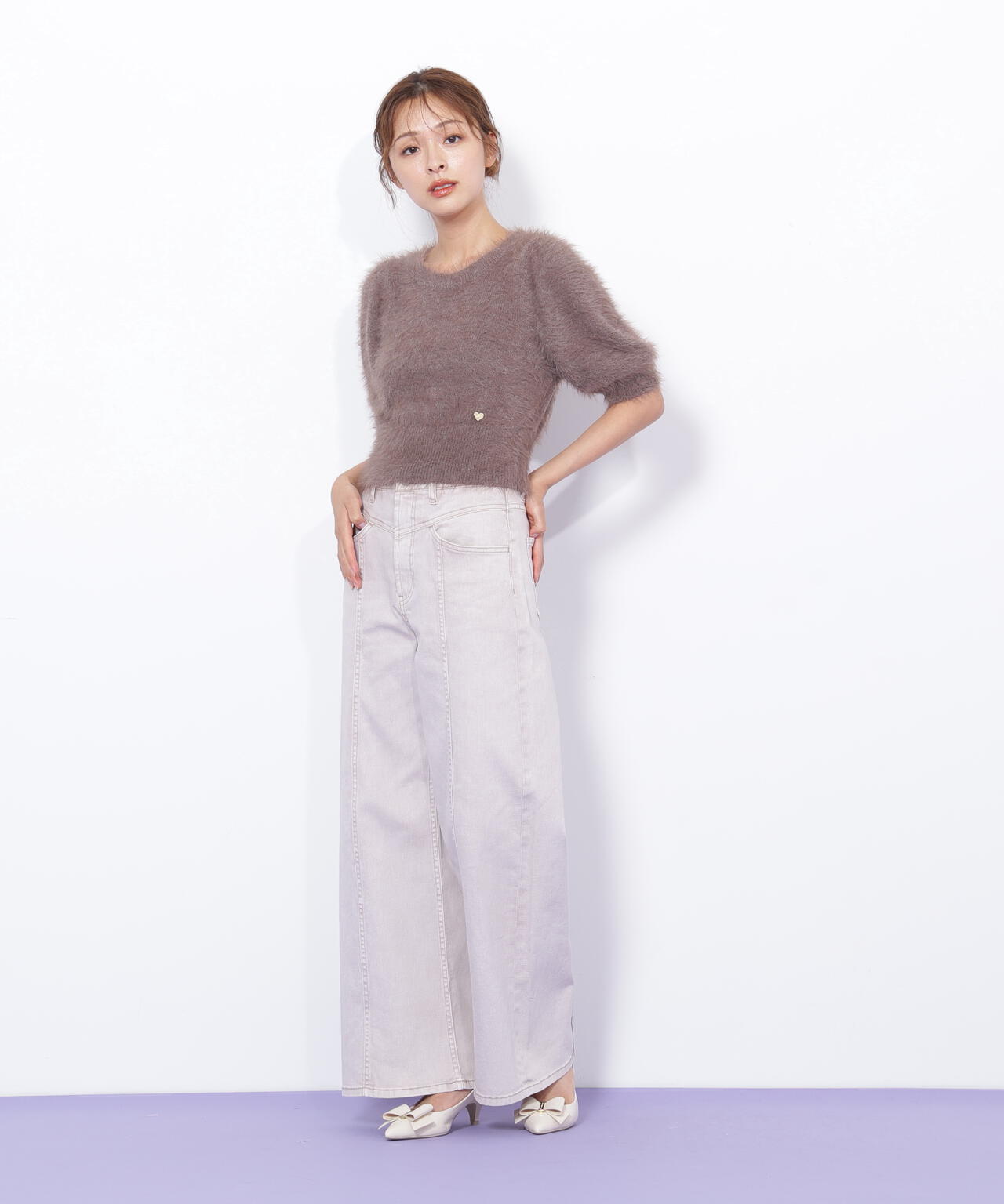 切替えデザインデニムパンツ