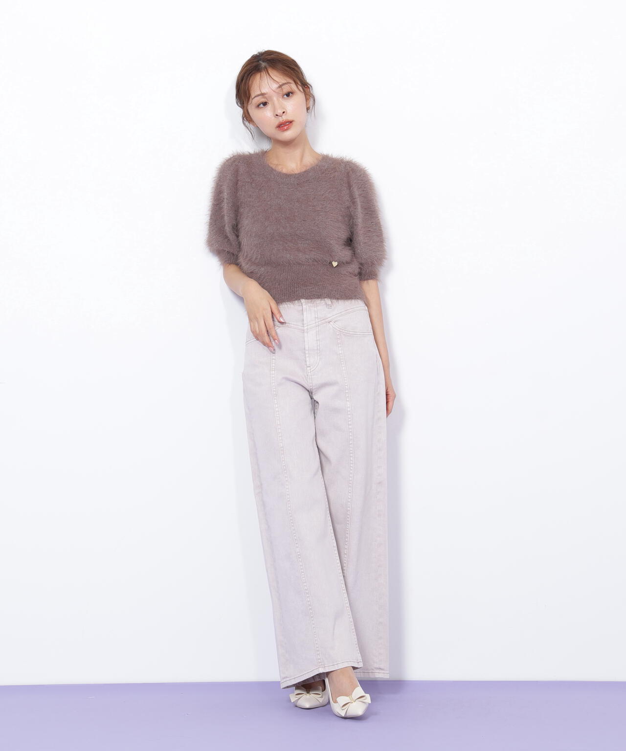 切替えデザインデニムパンツ